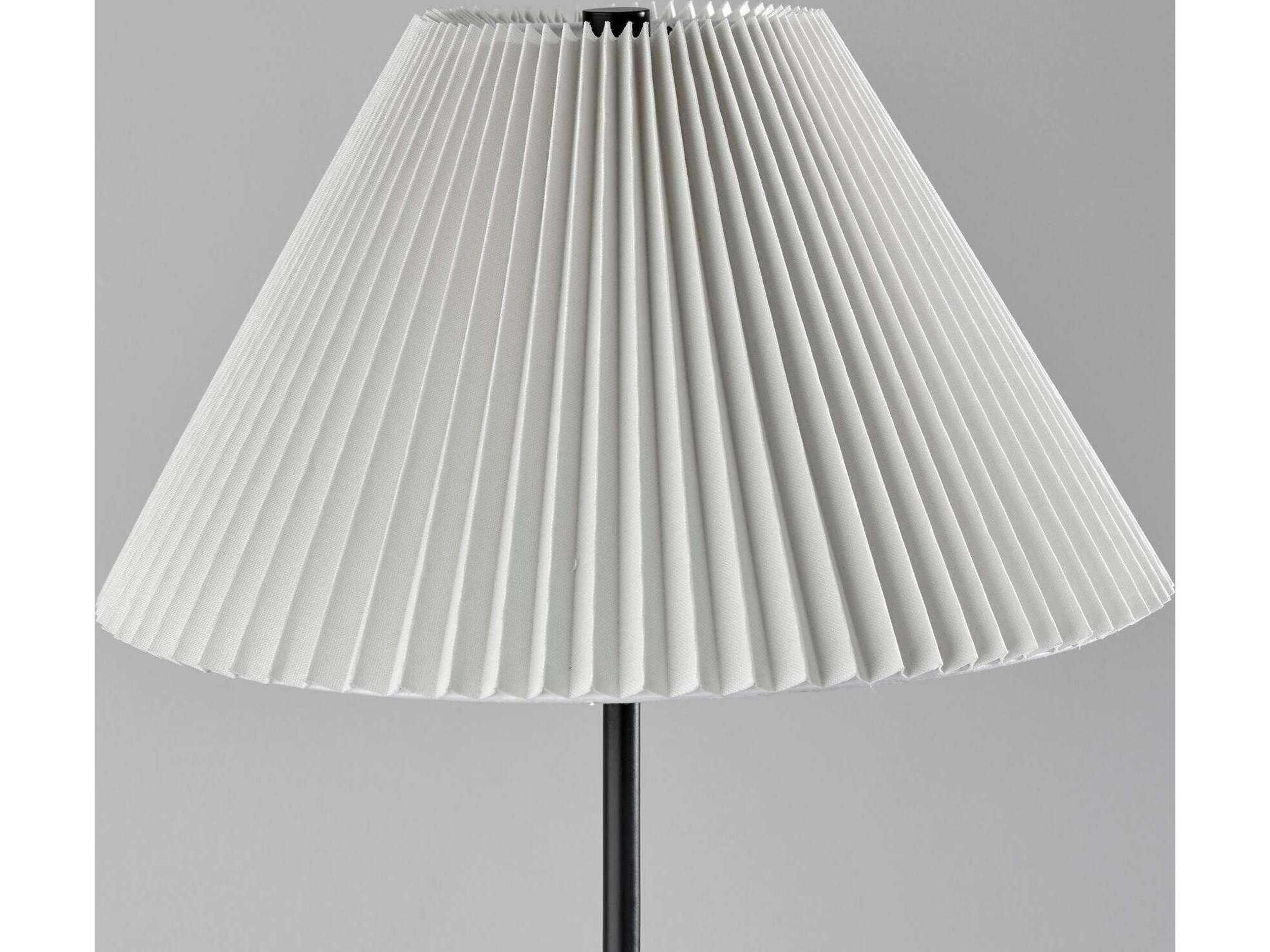 Adesso Jeremy Black White Pleated Fabric Floor Lamp