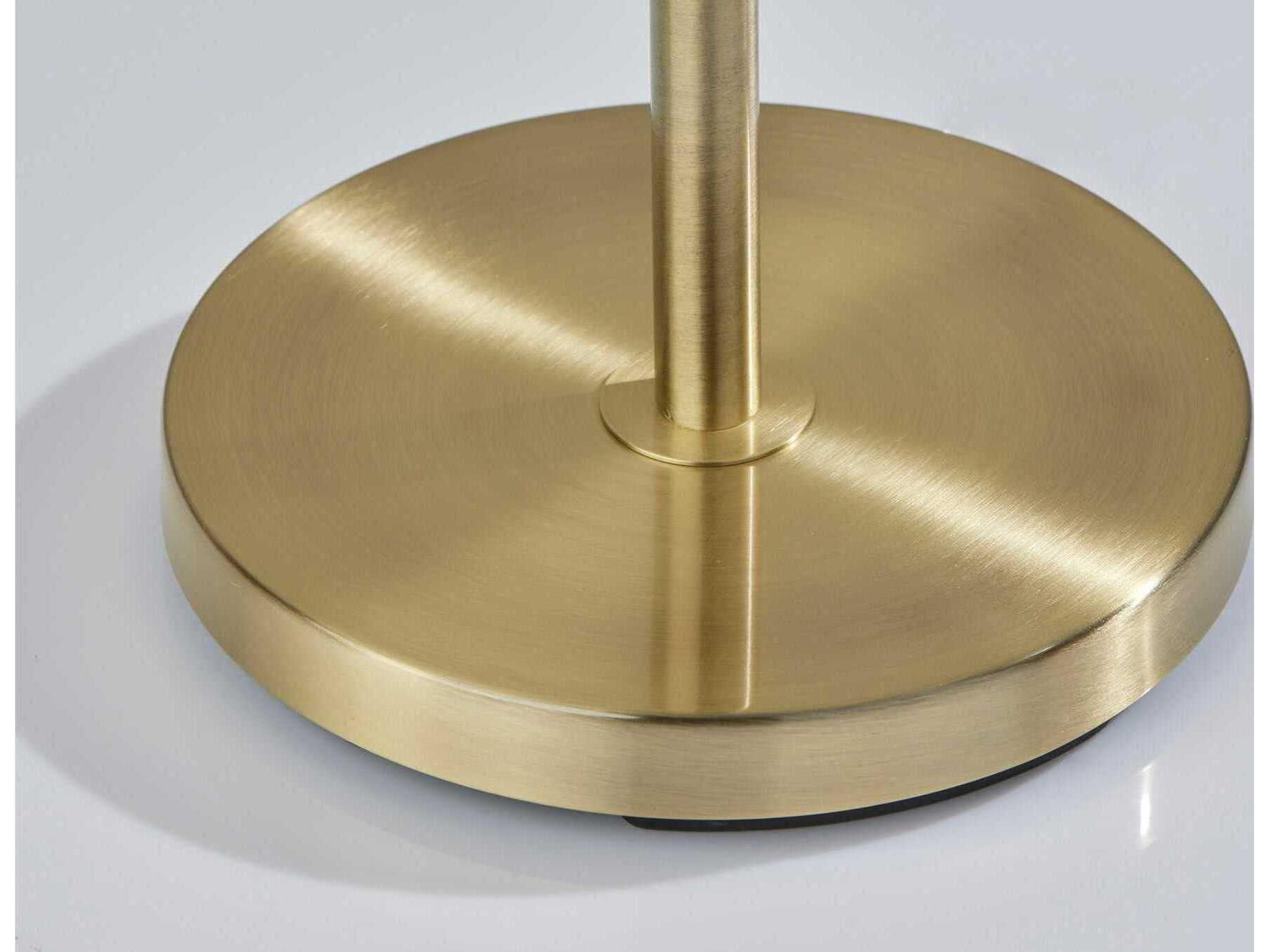 Adesso Jeremy Antique Brass White Pleated Fabric Floor Lamp