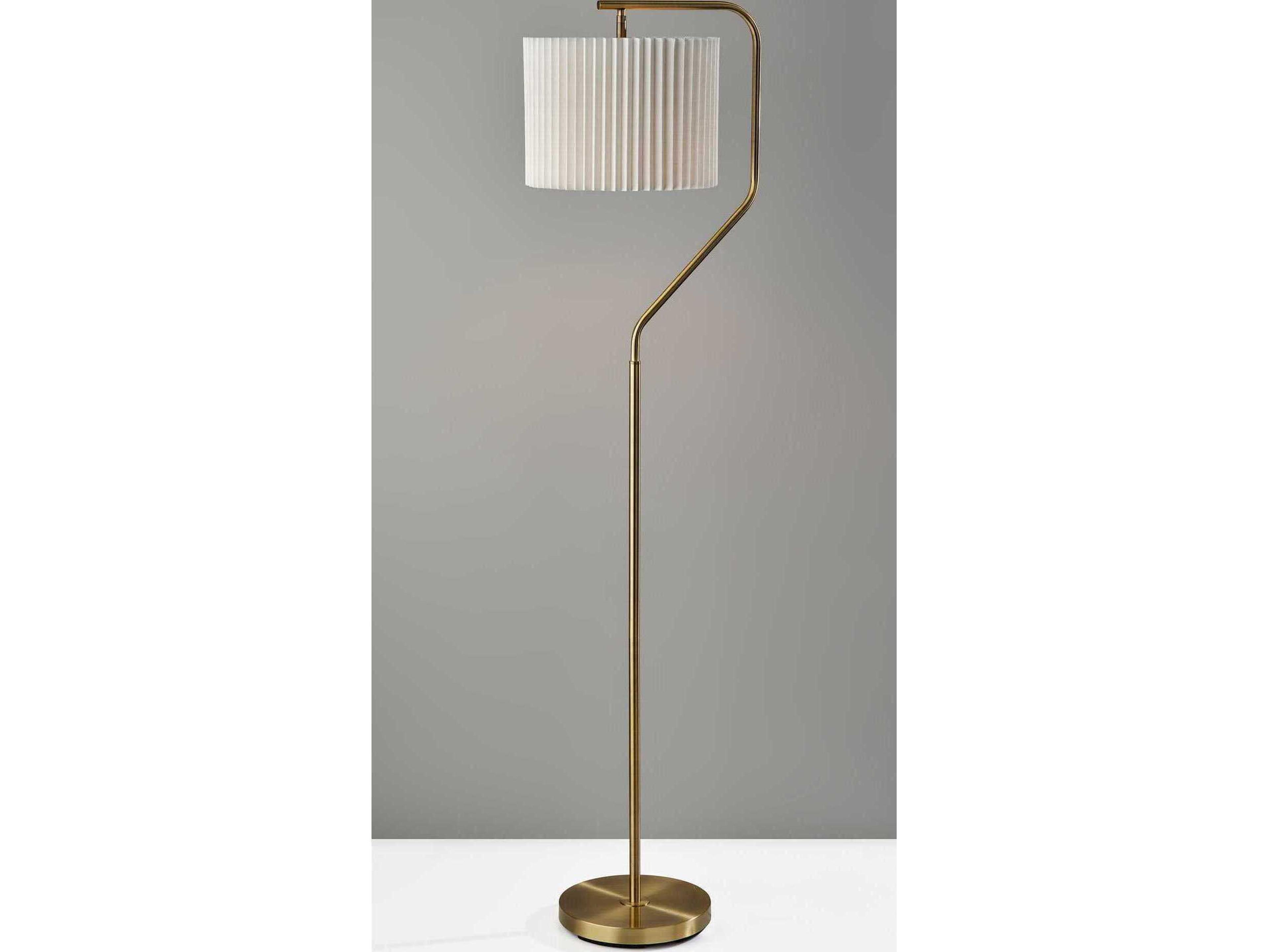 Adesso Evan Antique Brass Floor Lamp