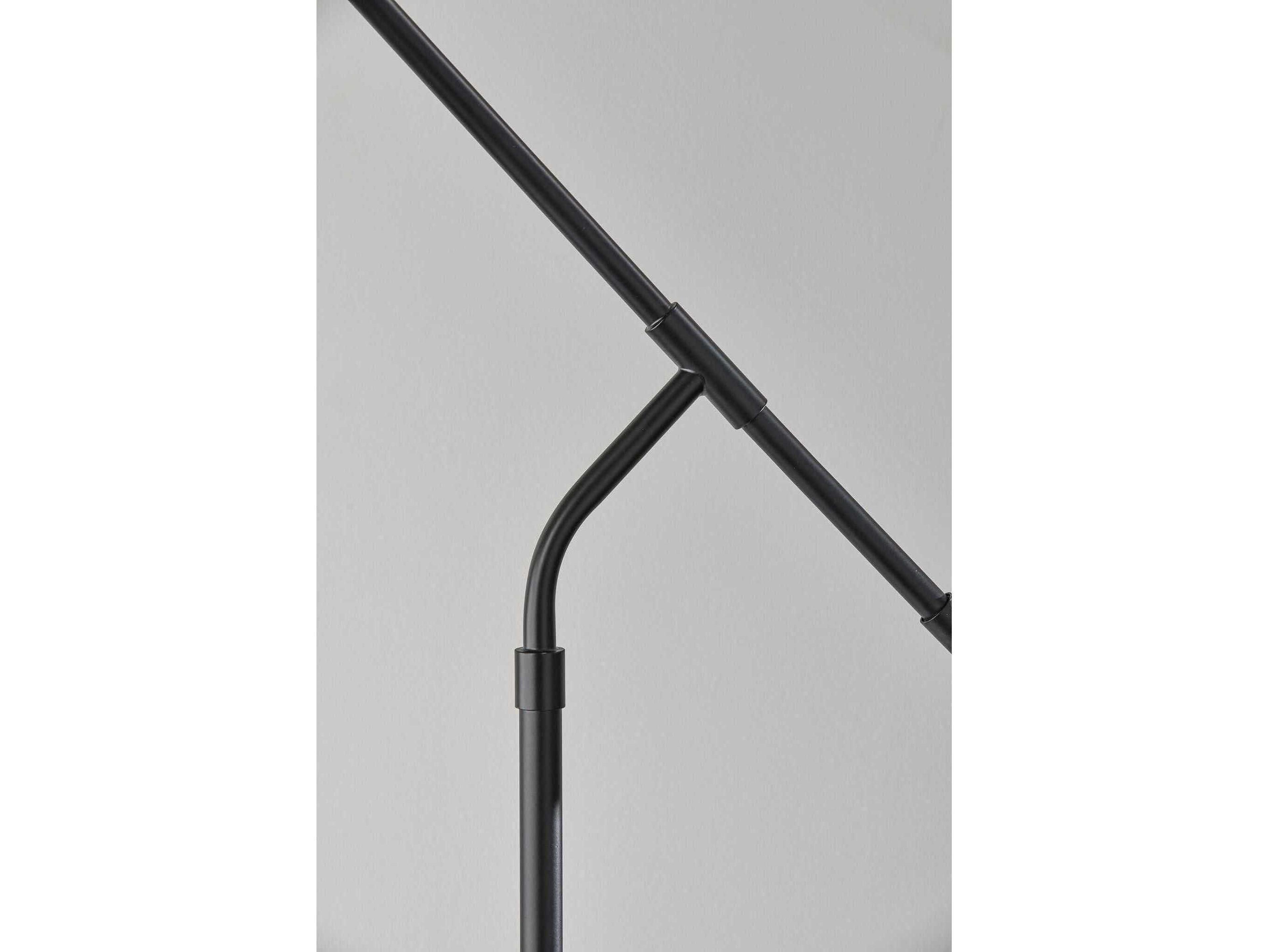 Adesso Milo Black Textured Light Brown Fabric Floor Lamp