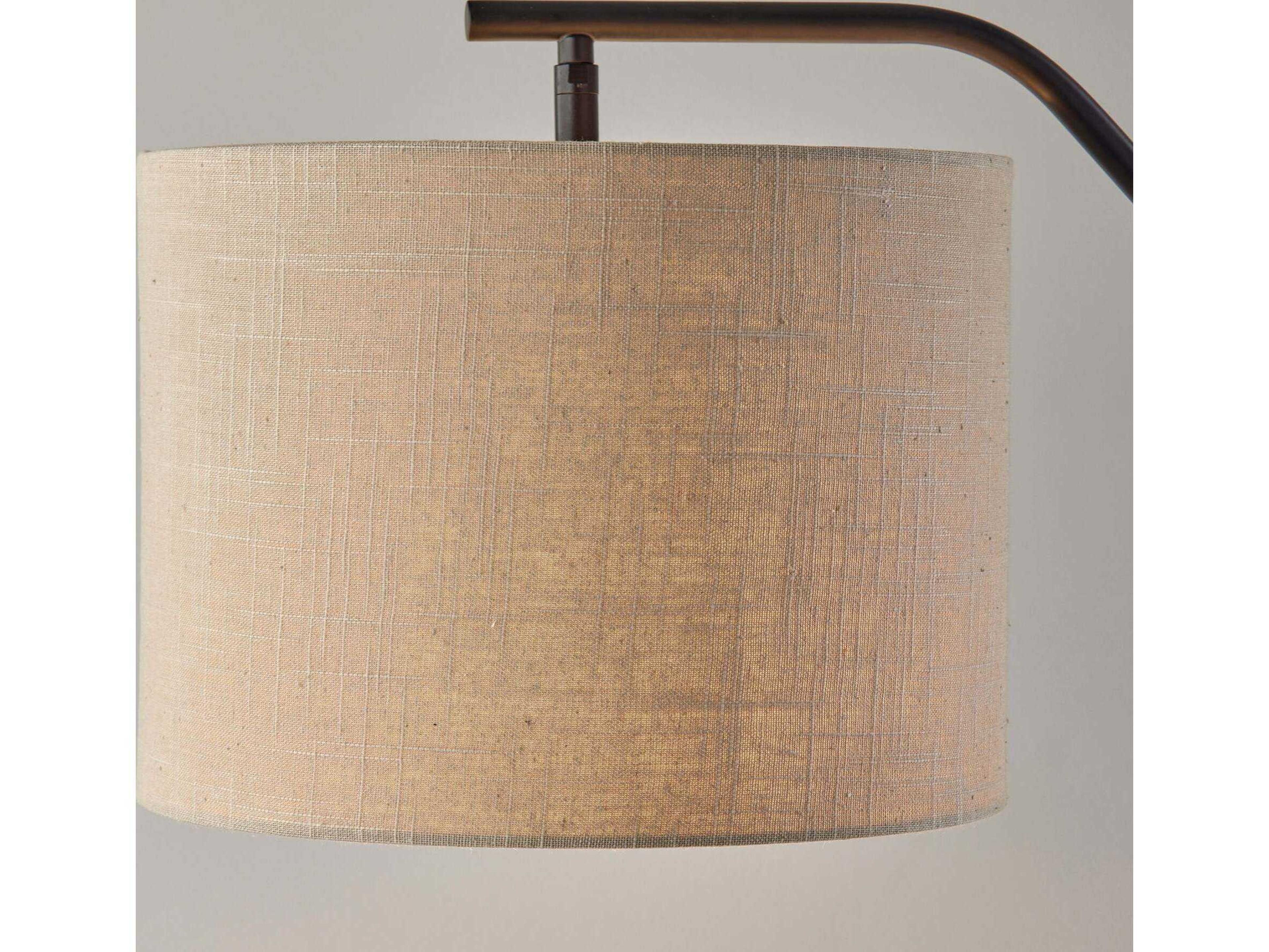 Adesso Milo Black Textured Light Brown Fabric Floor Lamp