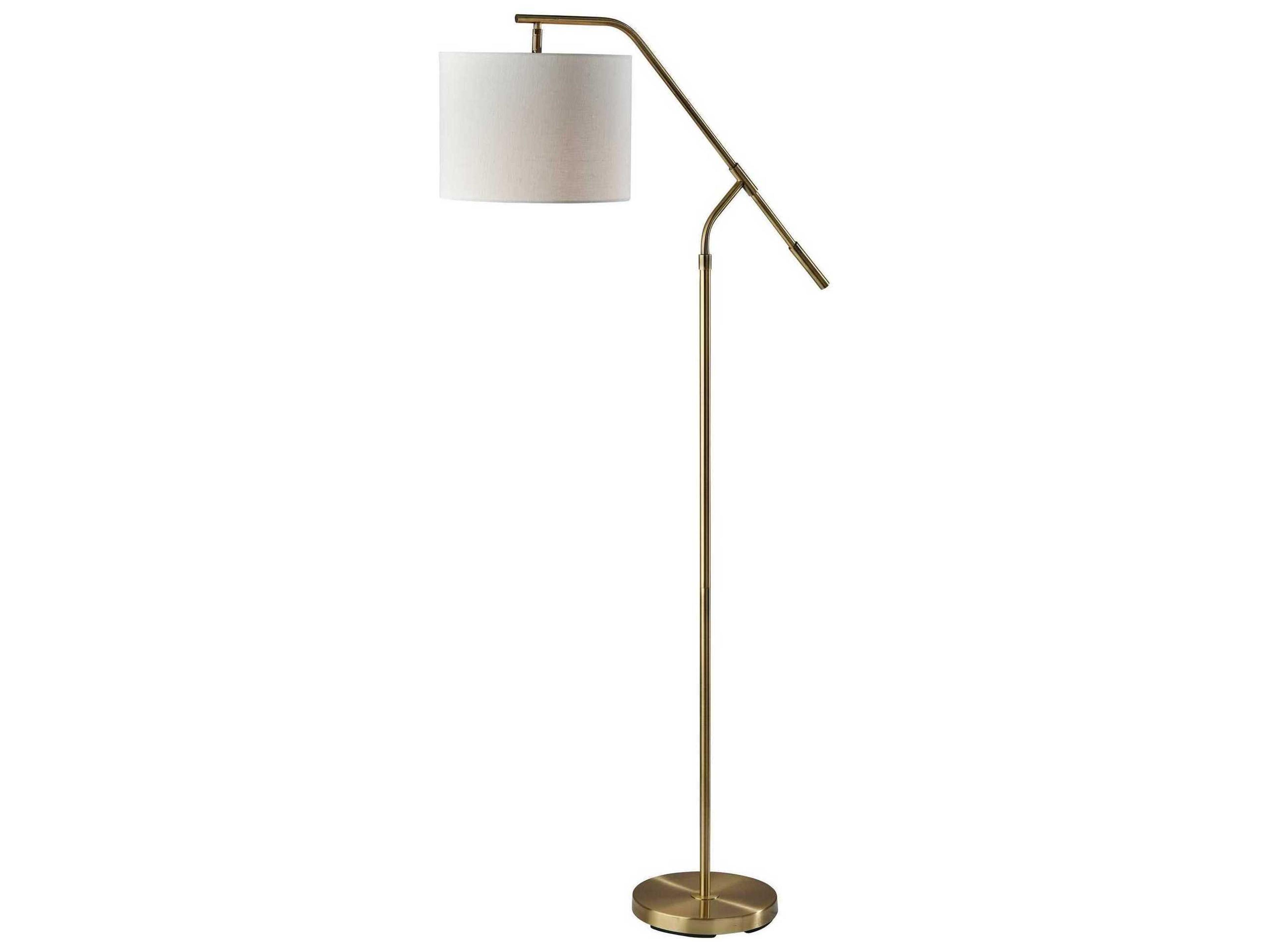Milo Floor Lamp in Antique Brass with Textured Shade