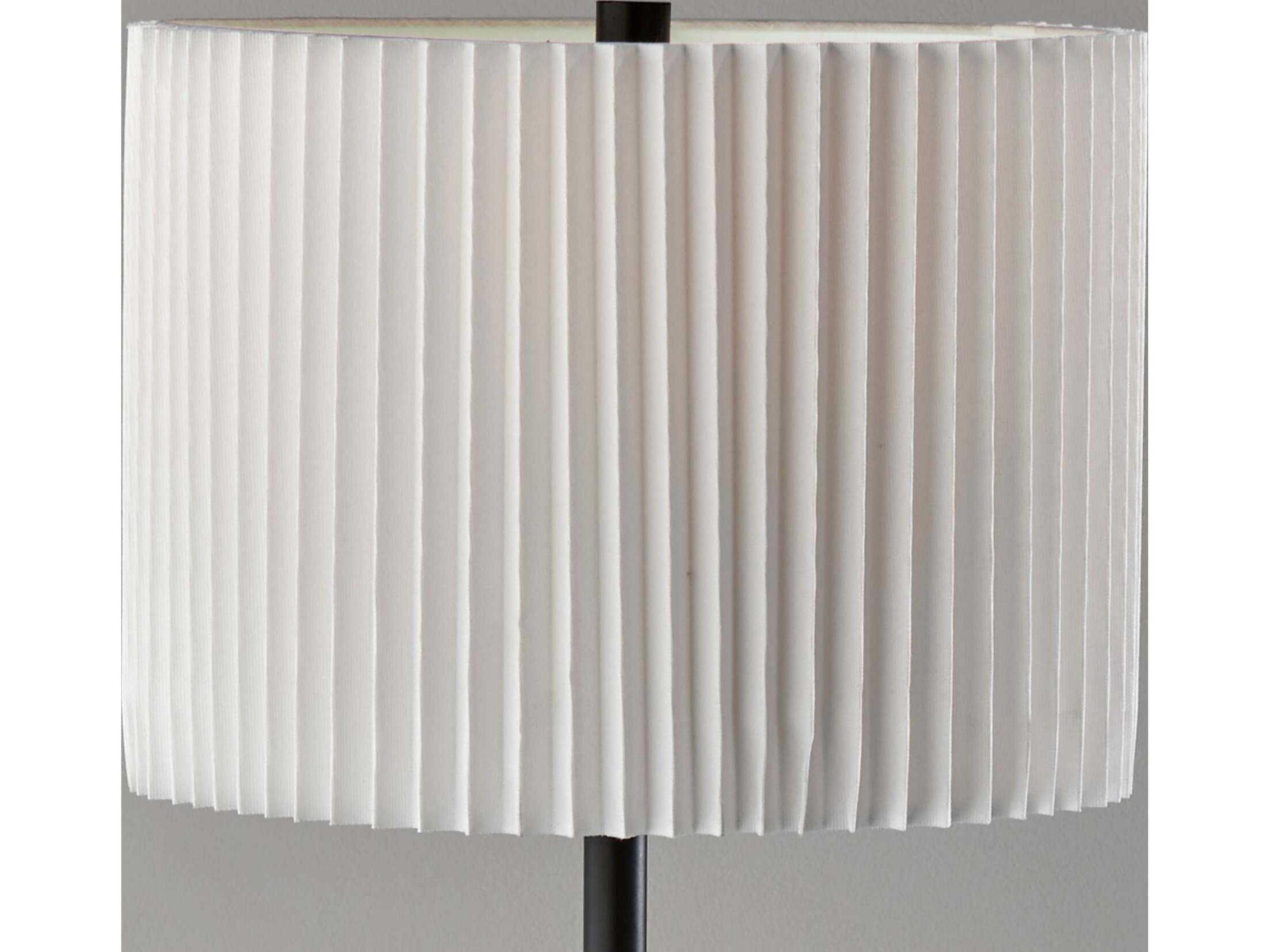 Adesso Eli Black White Pleated Fabric Floor Lamp