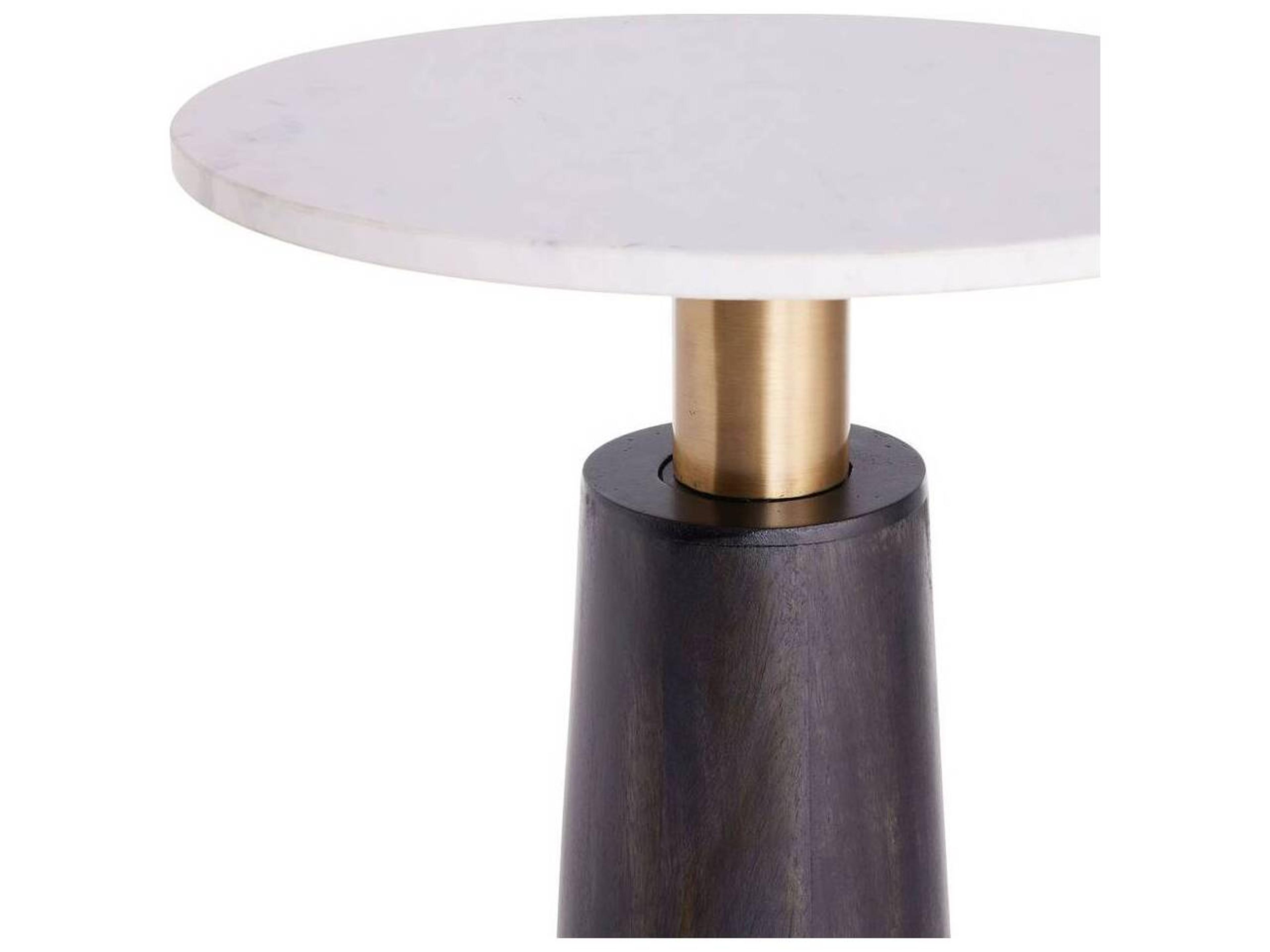 Arteriors Home Knoxville Round Marble Antique Brass End Table