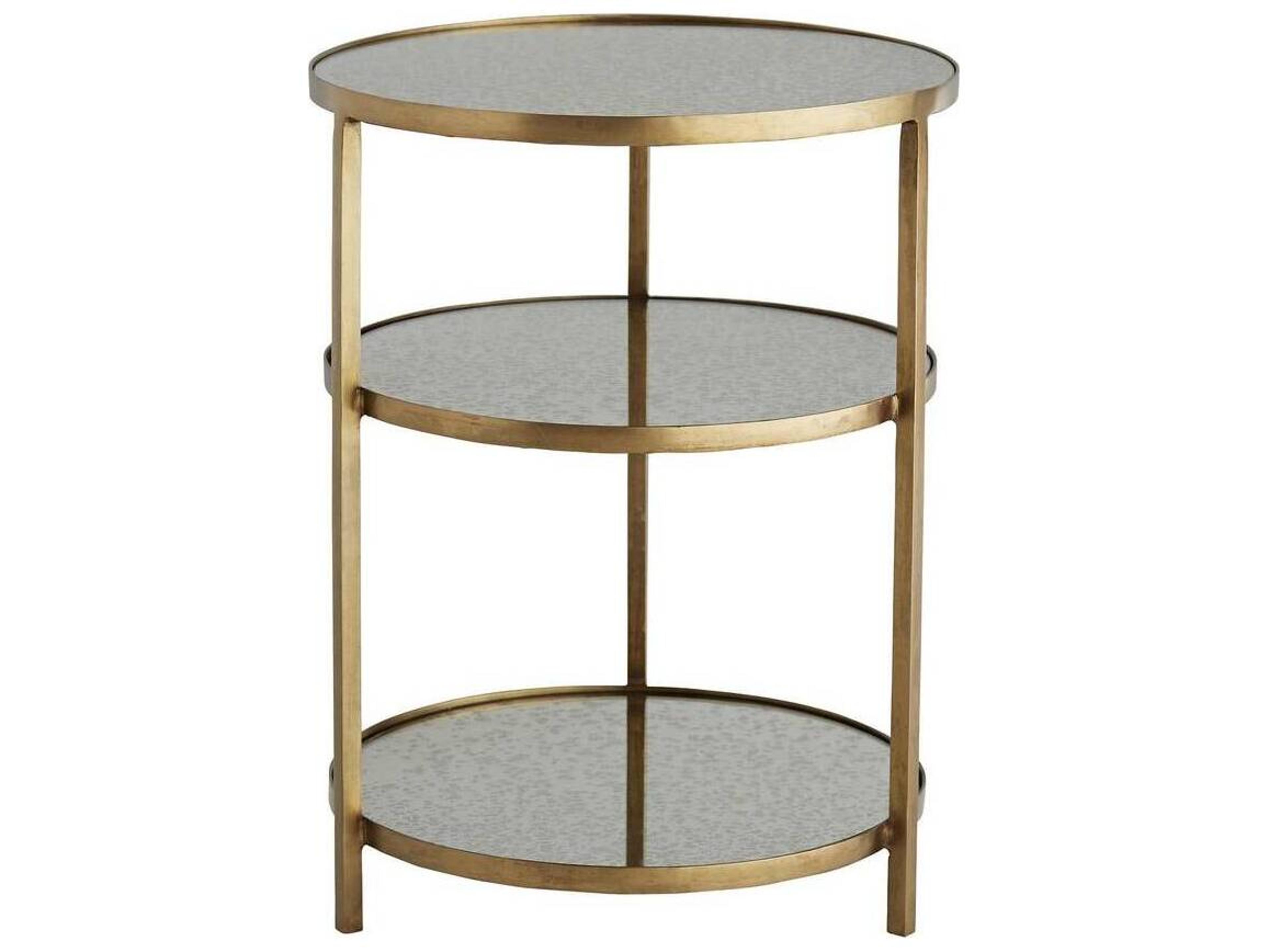 Percy Round End Table Antique Brass 3 Tier