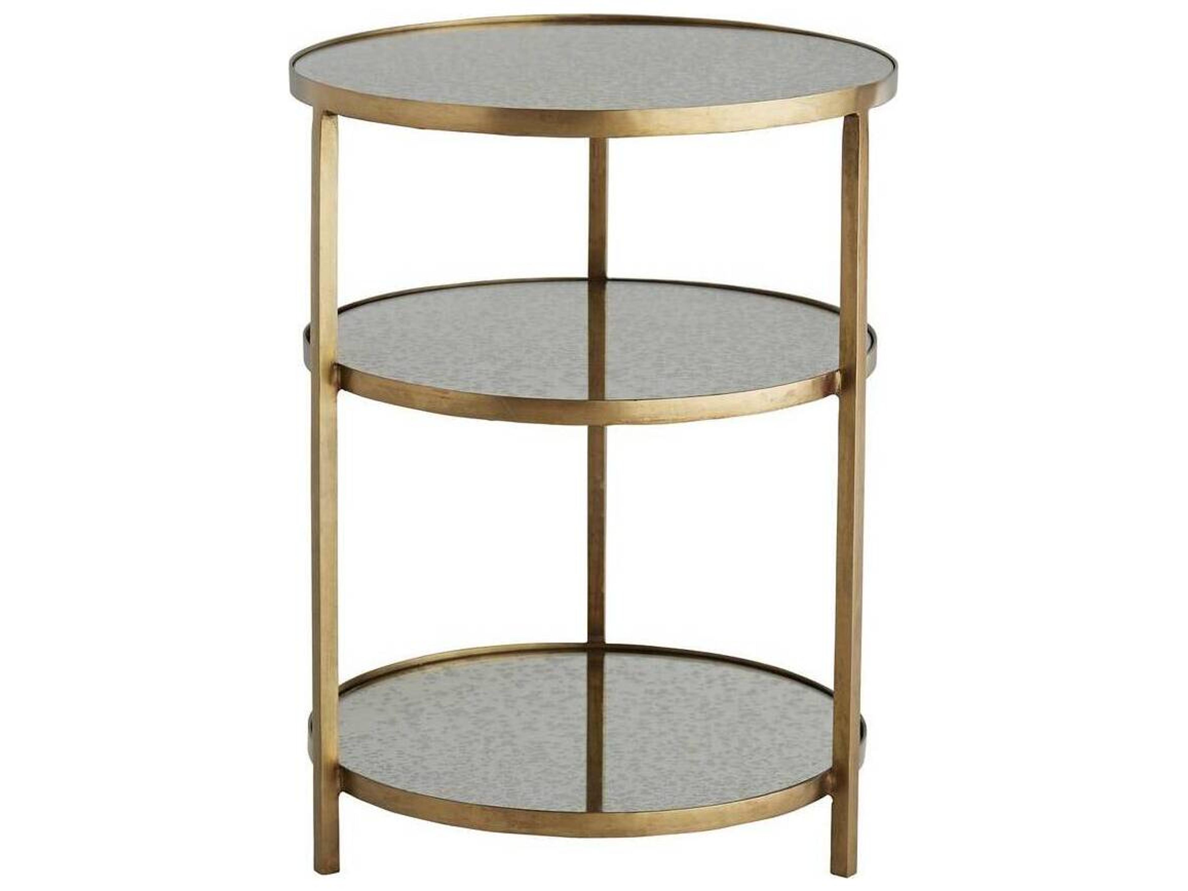 Arteriors Home Percy  Round Mirror Antique Brass End Table