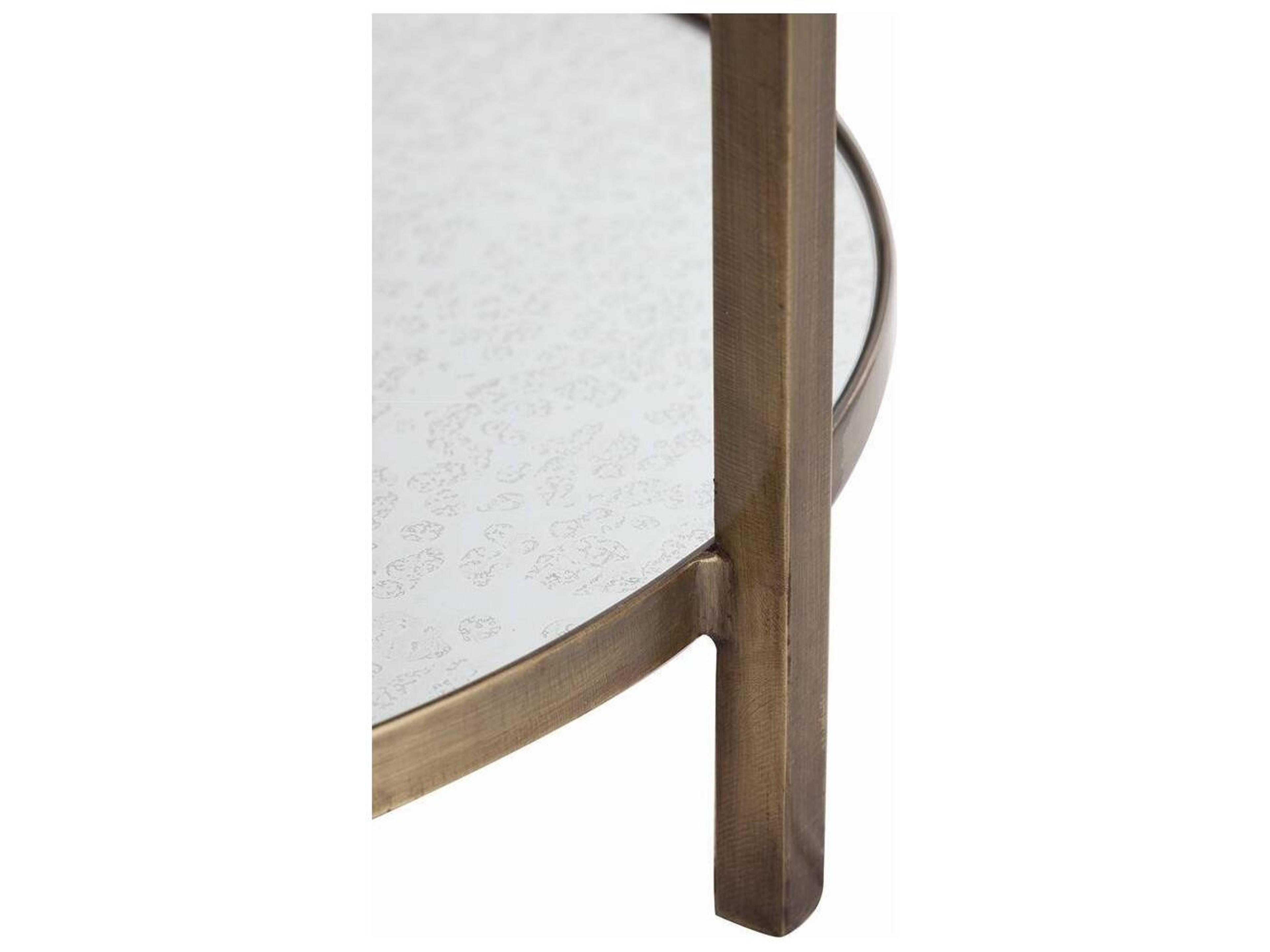 Arteriors Home Percy  Round Mirror Antique Brass End Table