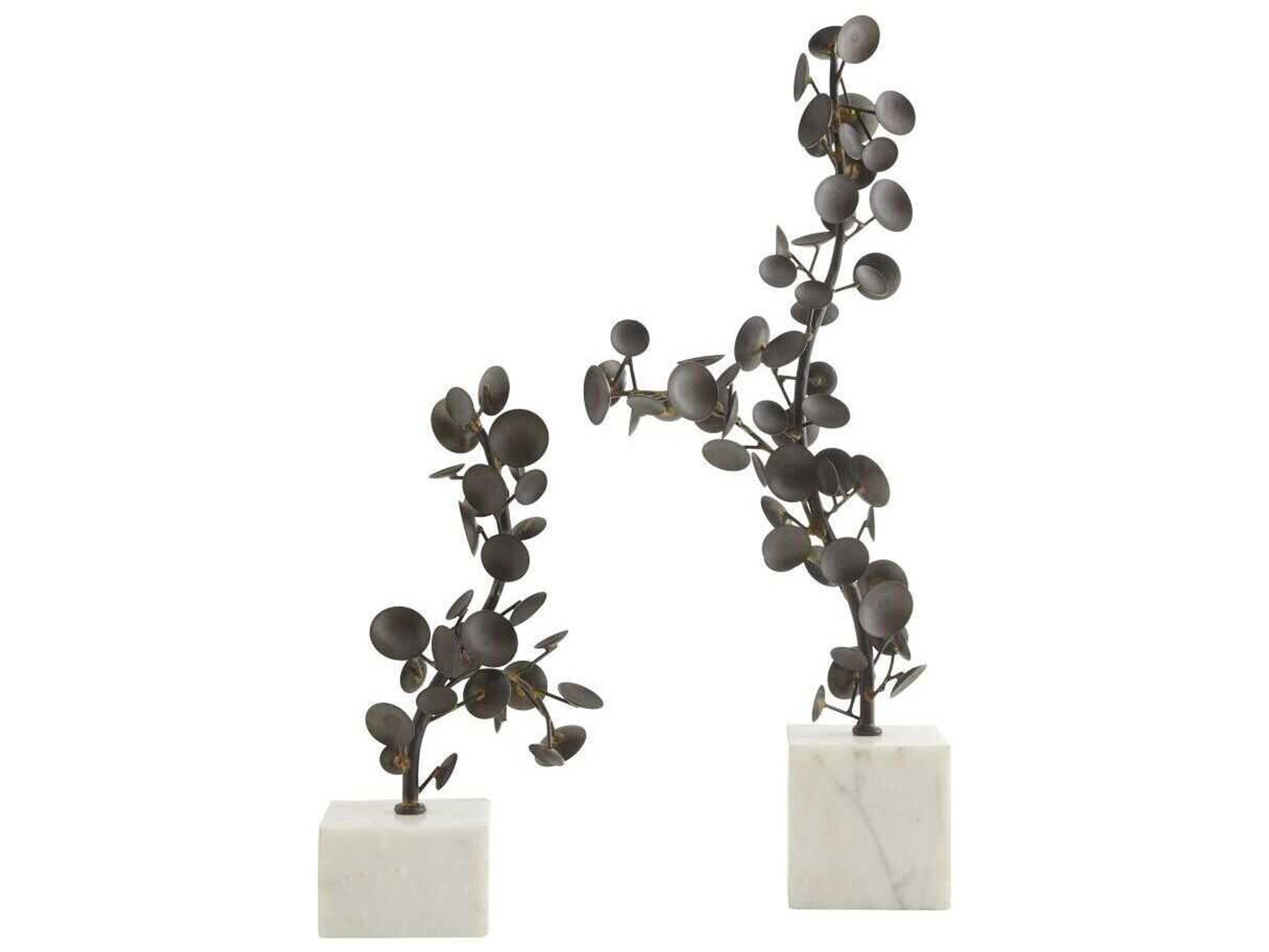 Labrynth Bronze Iron Abstract Sculptures Set of 2