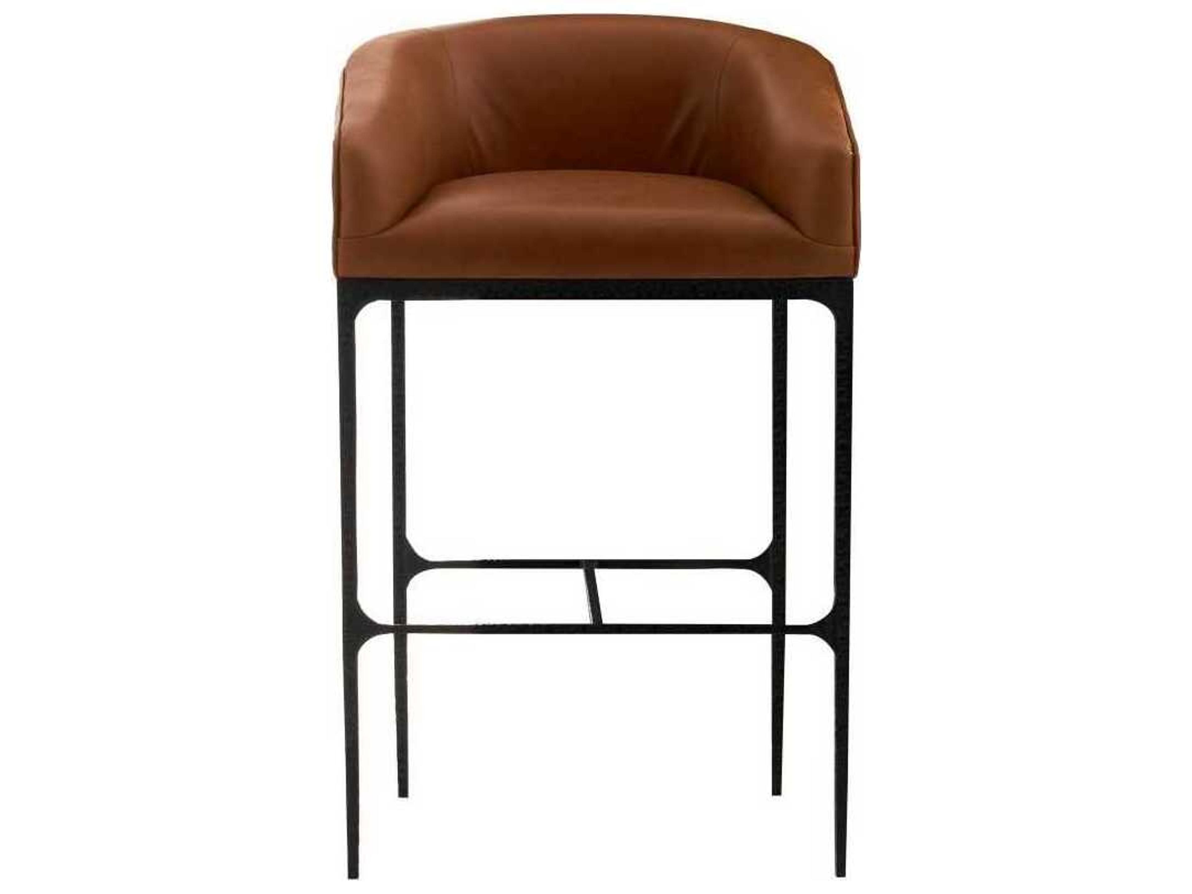 Osbourne Bar Stool Russet Leather Blackened Iron