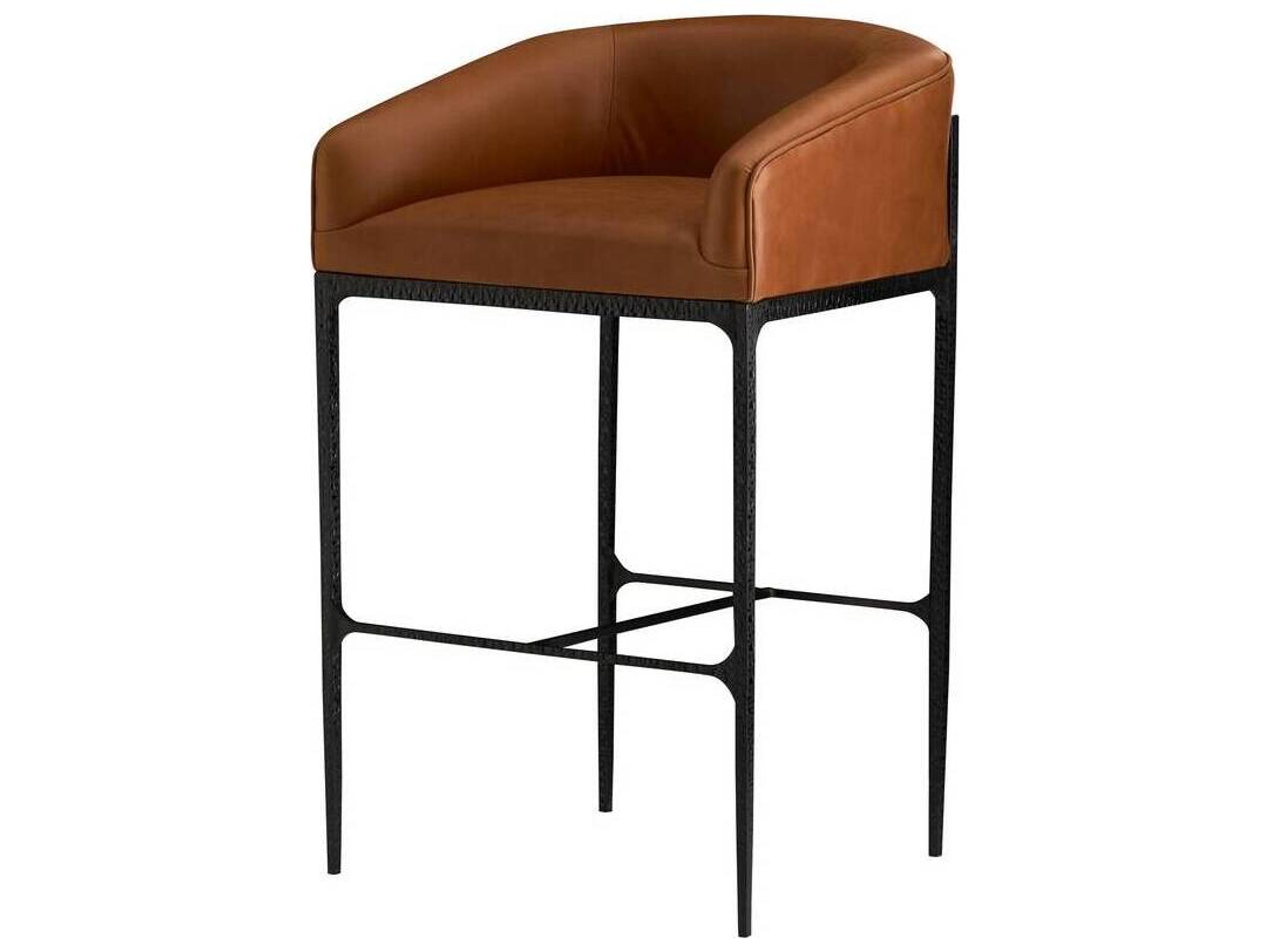 Arteriors Home Osbourne Russet Blackened Iron Leather Bar Stool