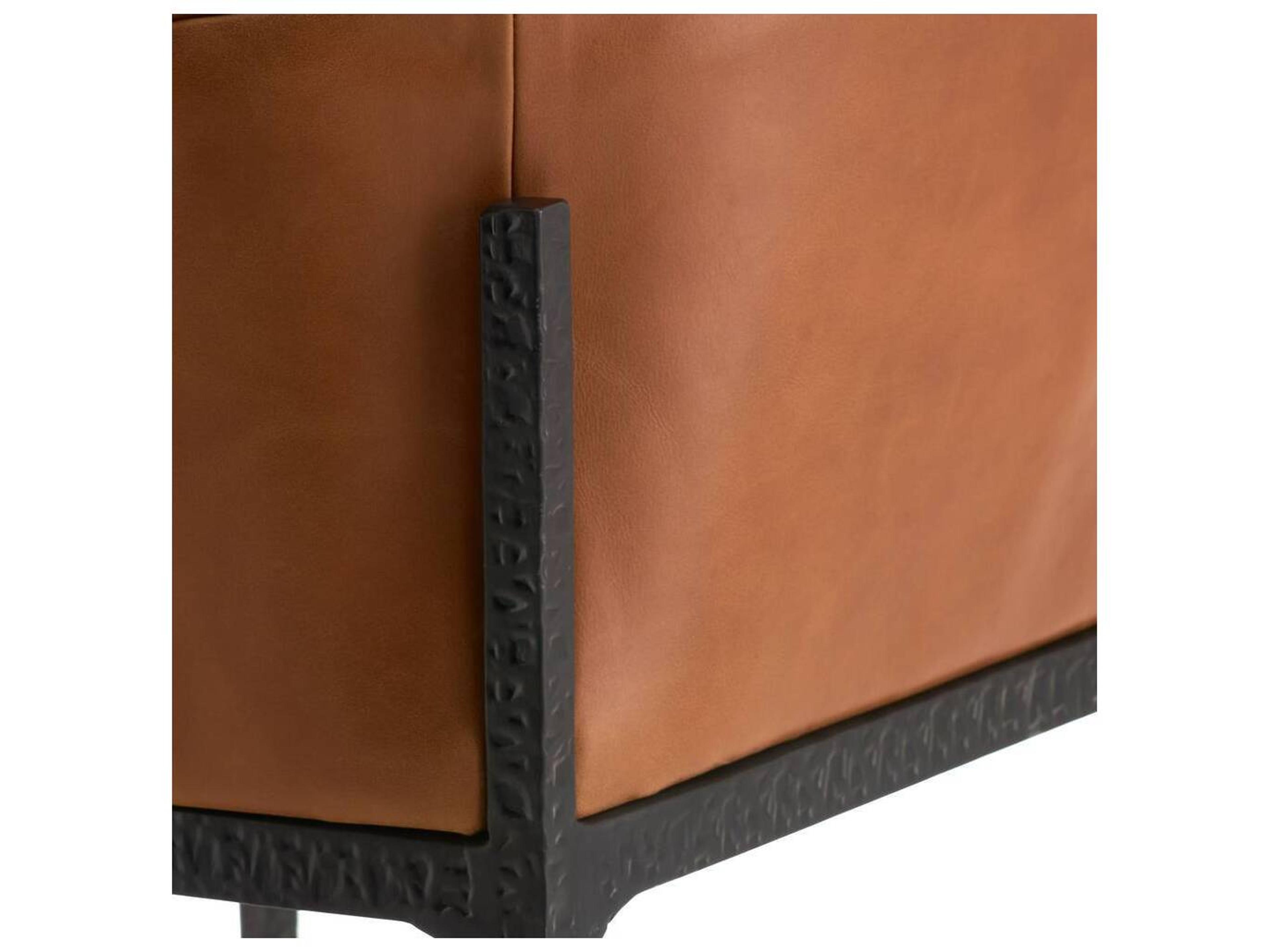 Arteriors Home Osbourne Russet Blackened Iron Leather Counter Stool