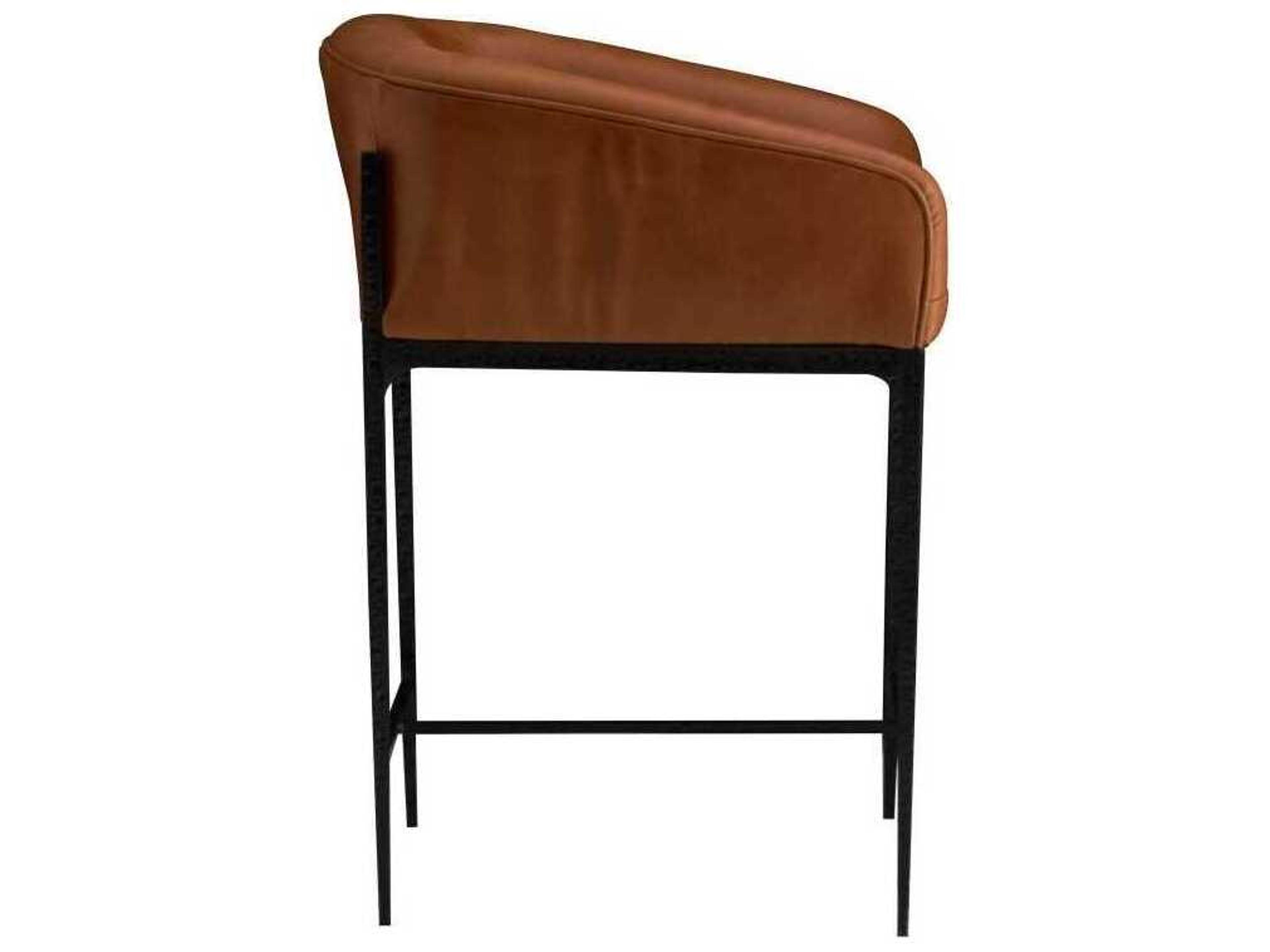 Arteriors Home Osbourne Russet Blackened Iron Leather Counter Stool