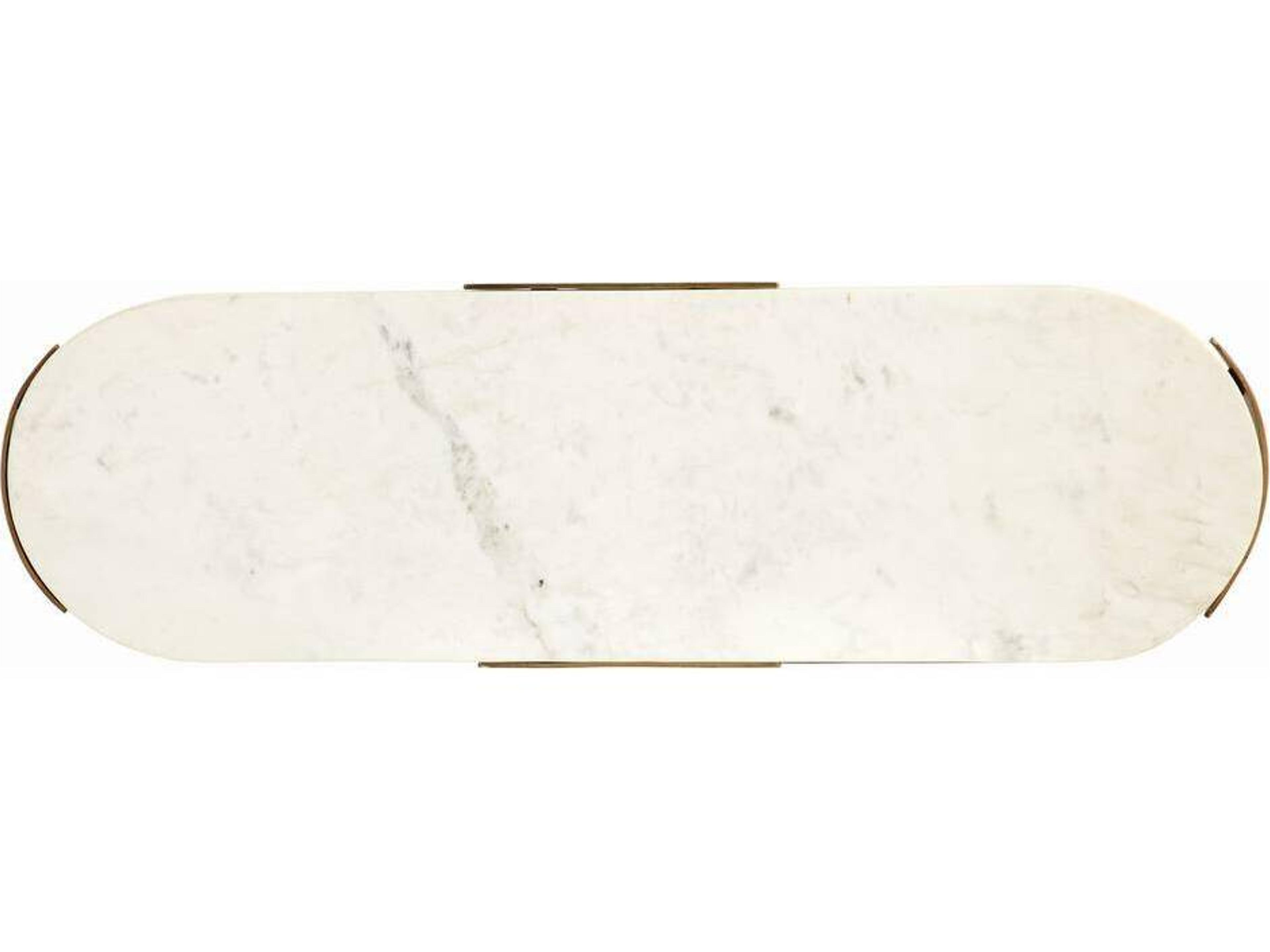 Arteriors Home Janine Oval Marble Antique Brass Console Table