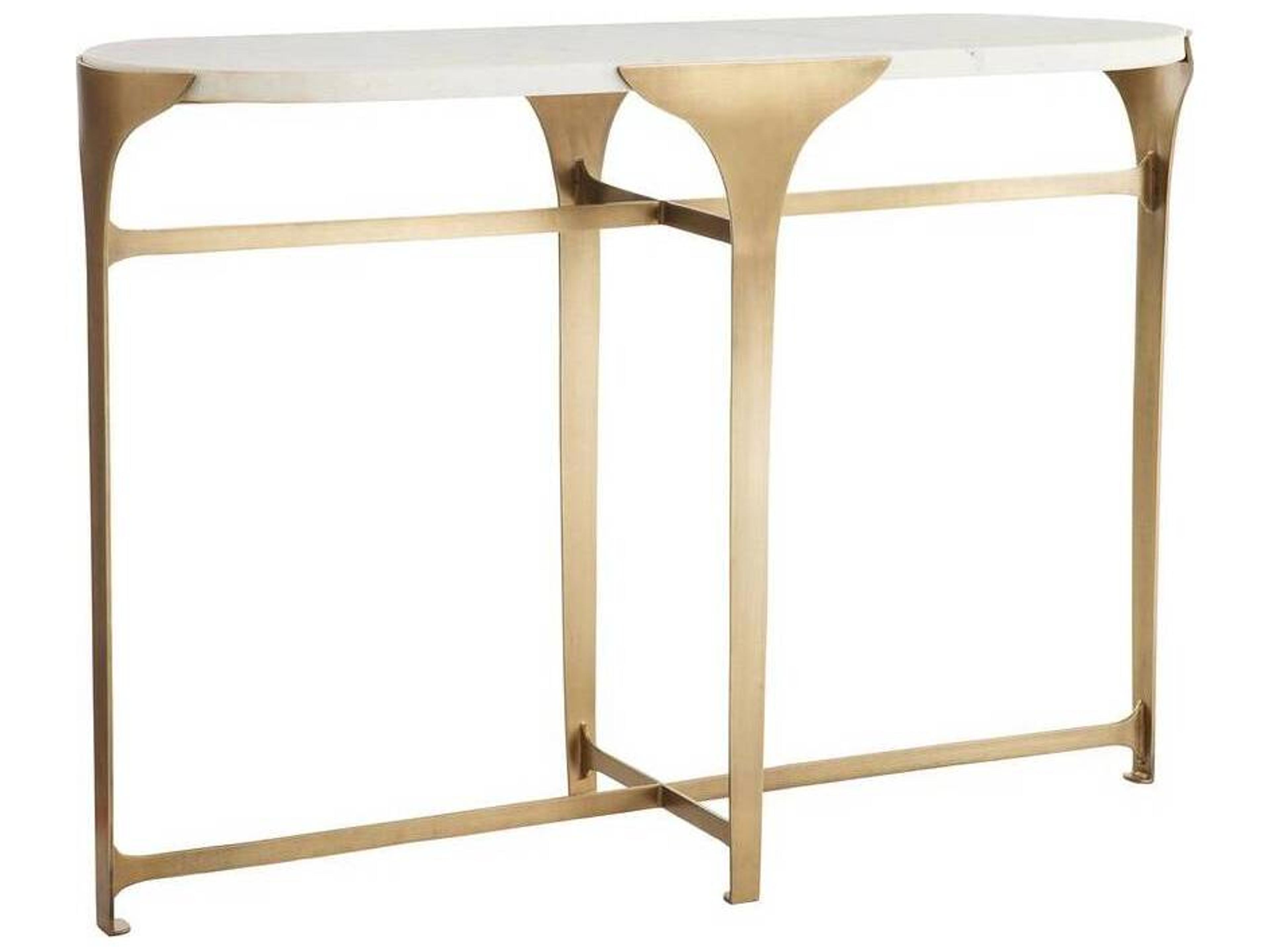 Janine Console Table White Marble Antique Brass