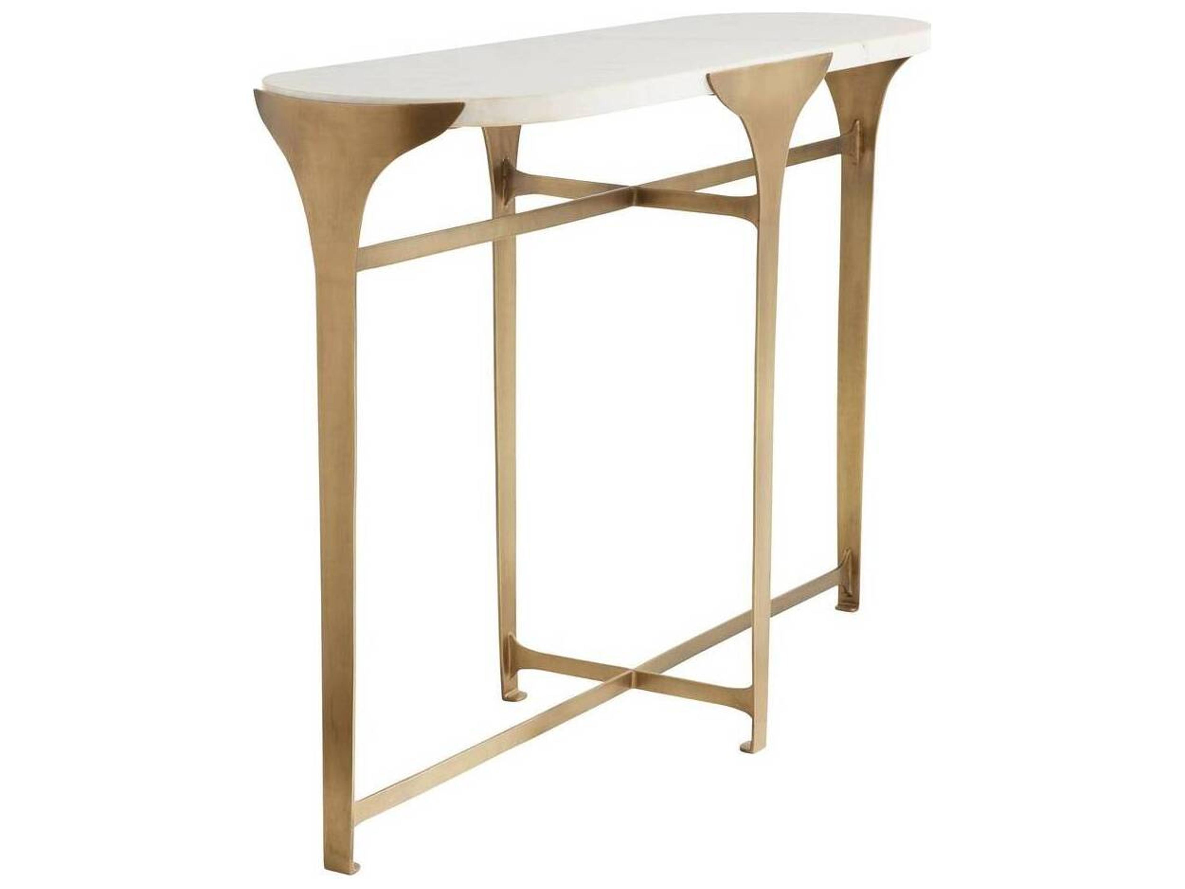 Arteriors Home Janine Oval Marble Antique Brass Console Table