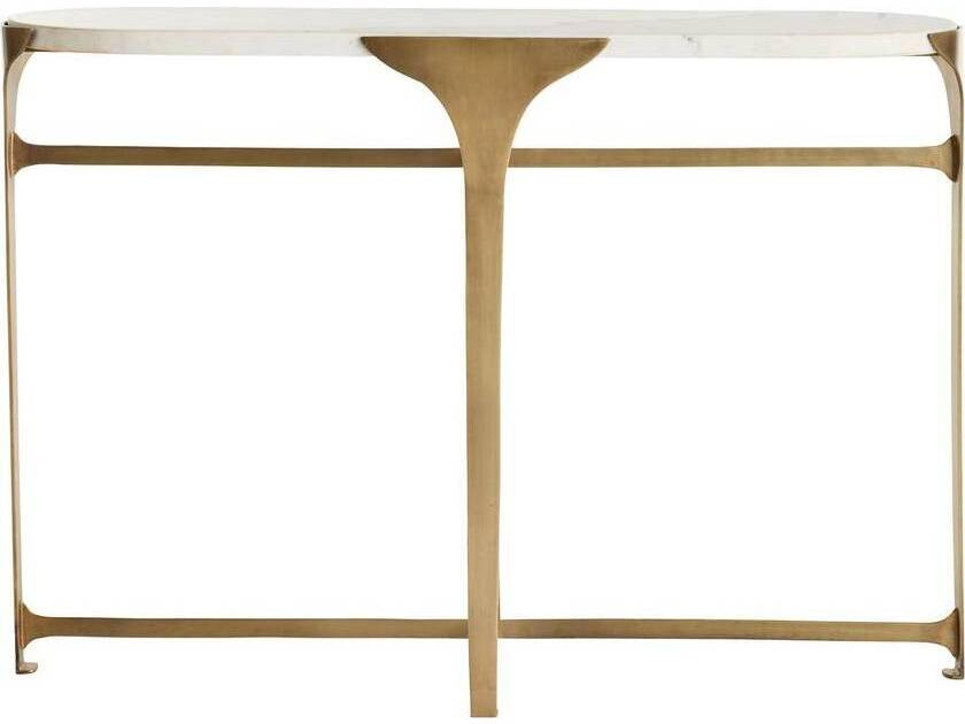 Arteriors Home Janine Oval Marble Antique Brass Console Table