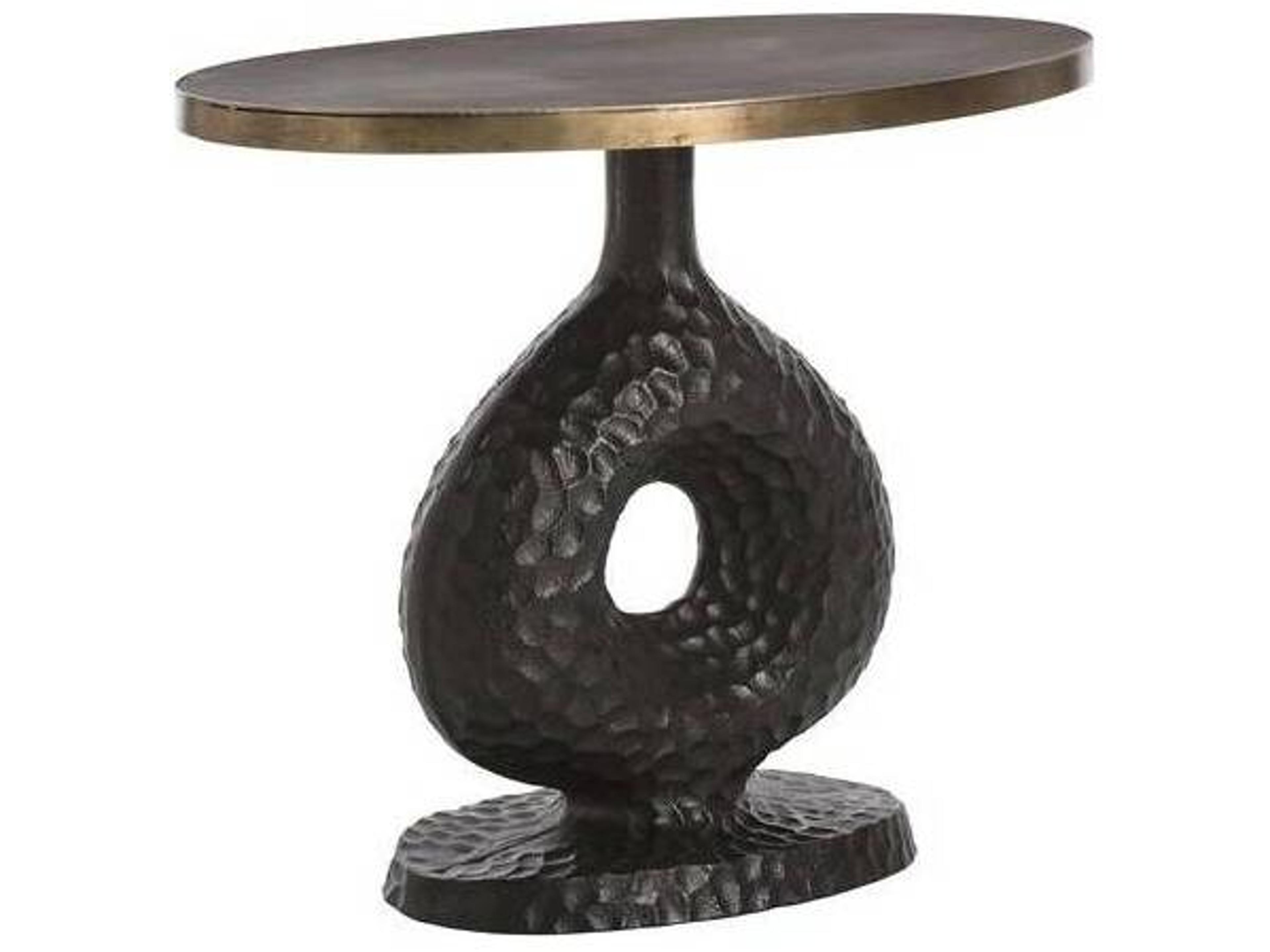 Arteriors Home Seth Oval Metal Antique Bronze End Table
