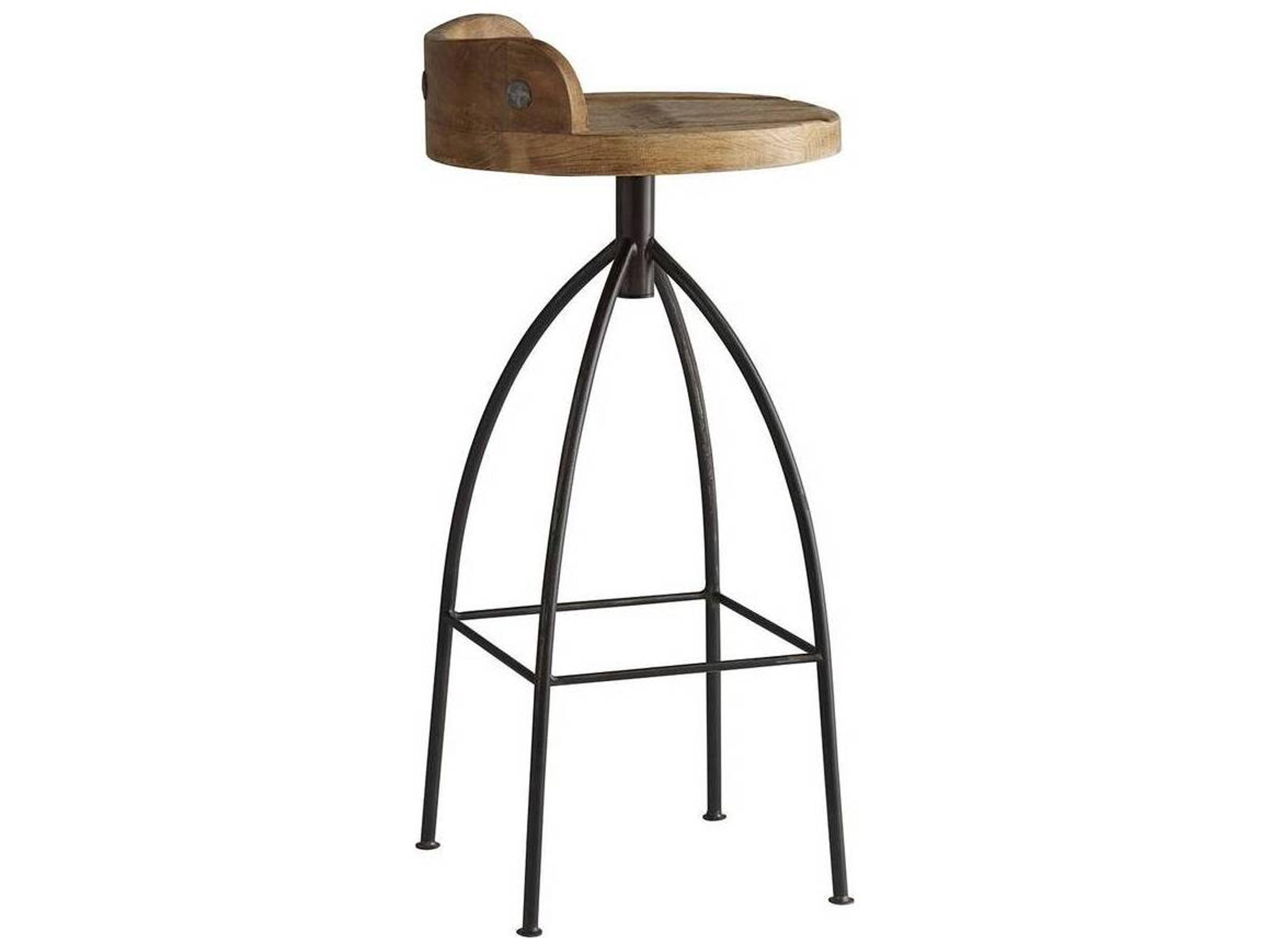Arteriors Home Hinkley Sandblast Antique Wax Natural Iron Swivel Mango Wood Bar Stool