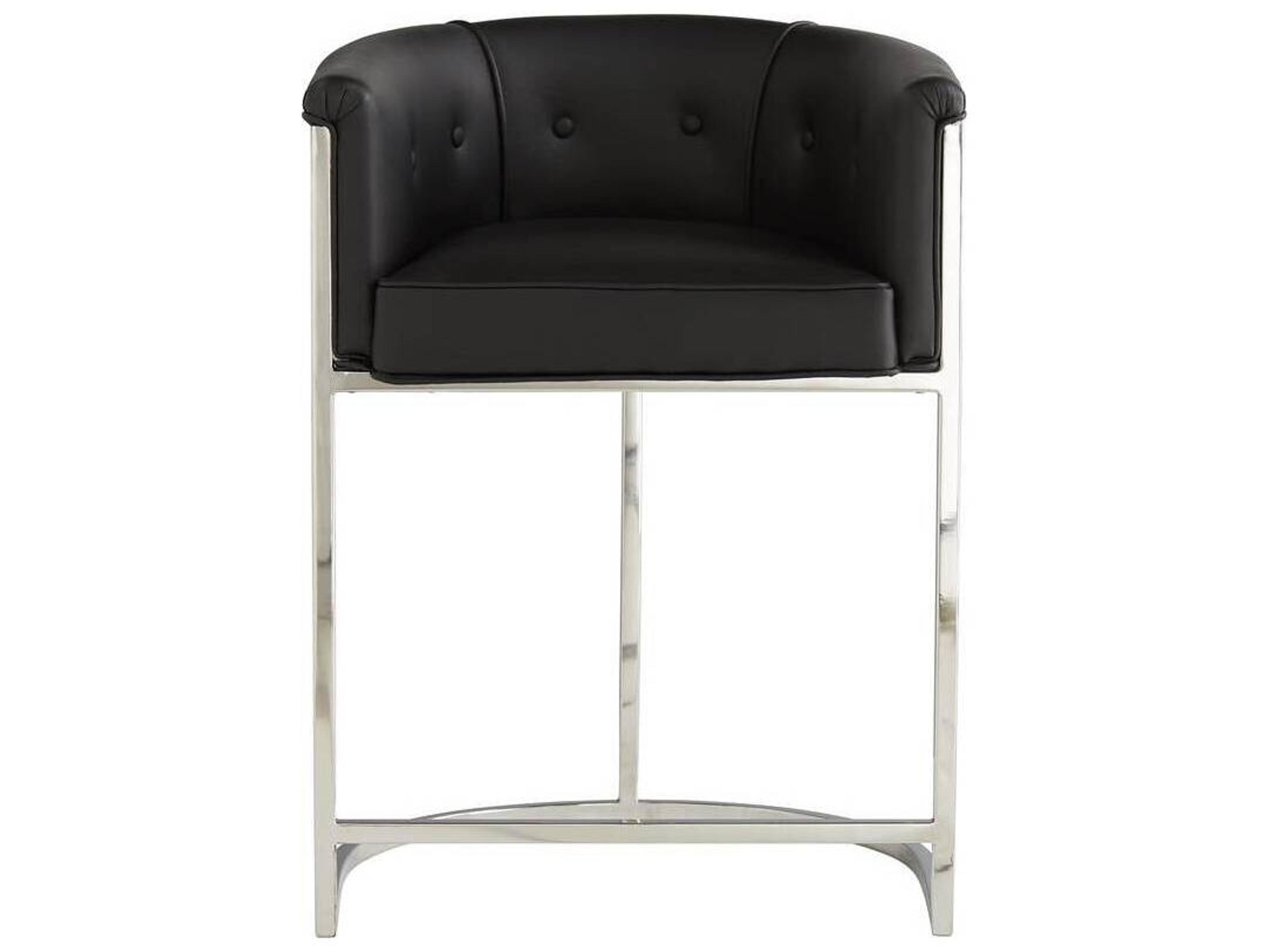 Arteriors Home Calvin Black And White Hide Polished Nickel Leather Counter Stool
