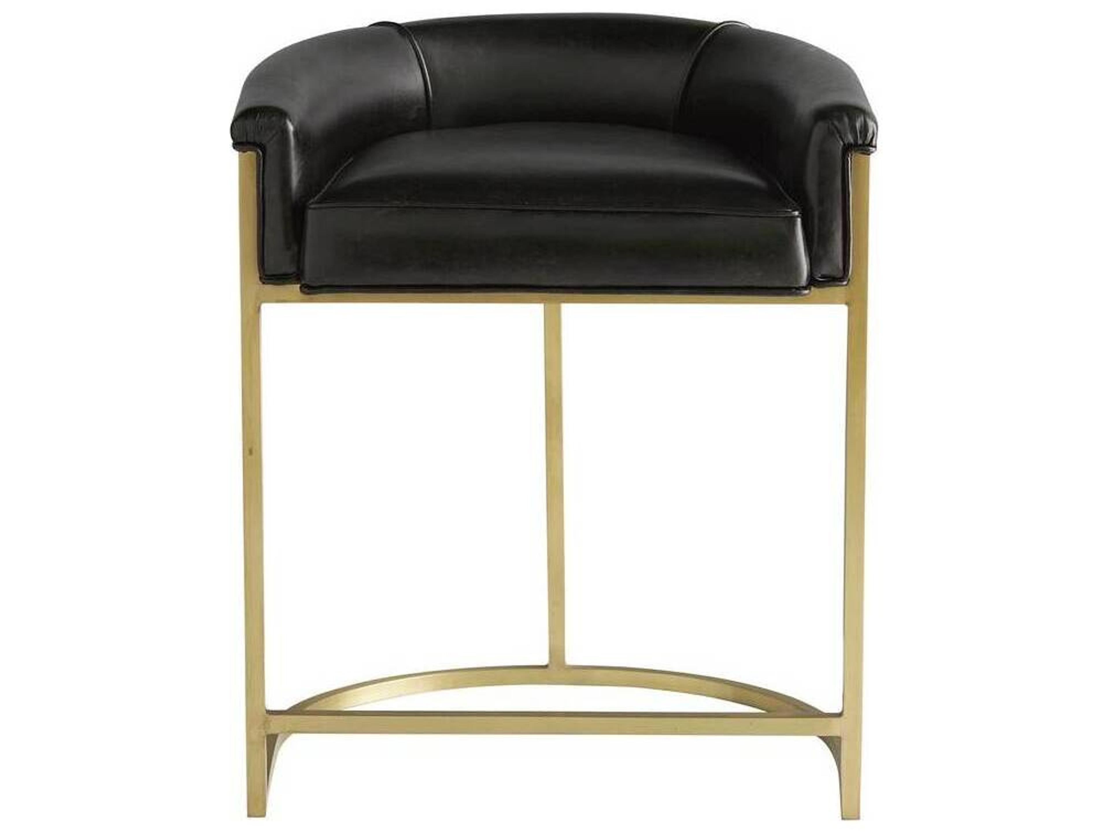 Arteriors Home Calvin Brindle Leather Antique Brass Counter Stool
