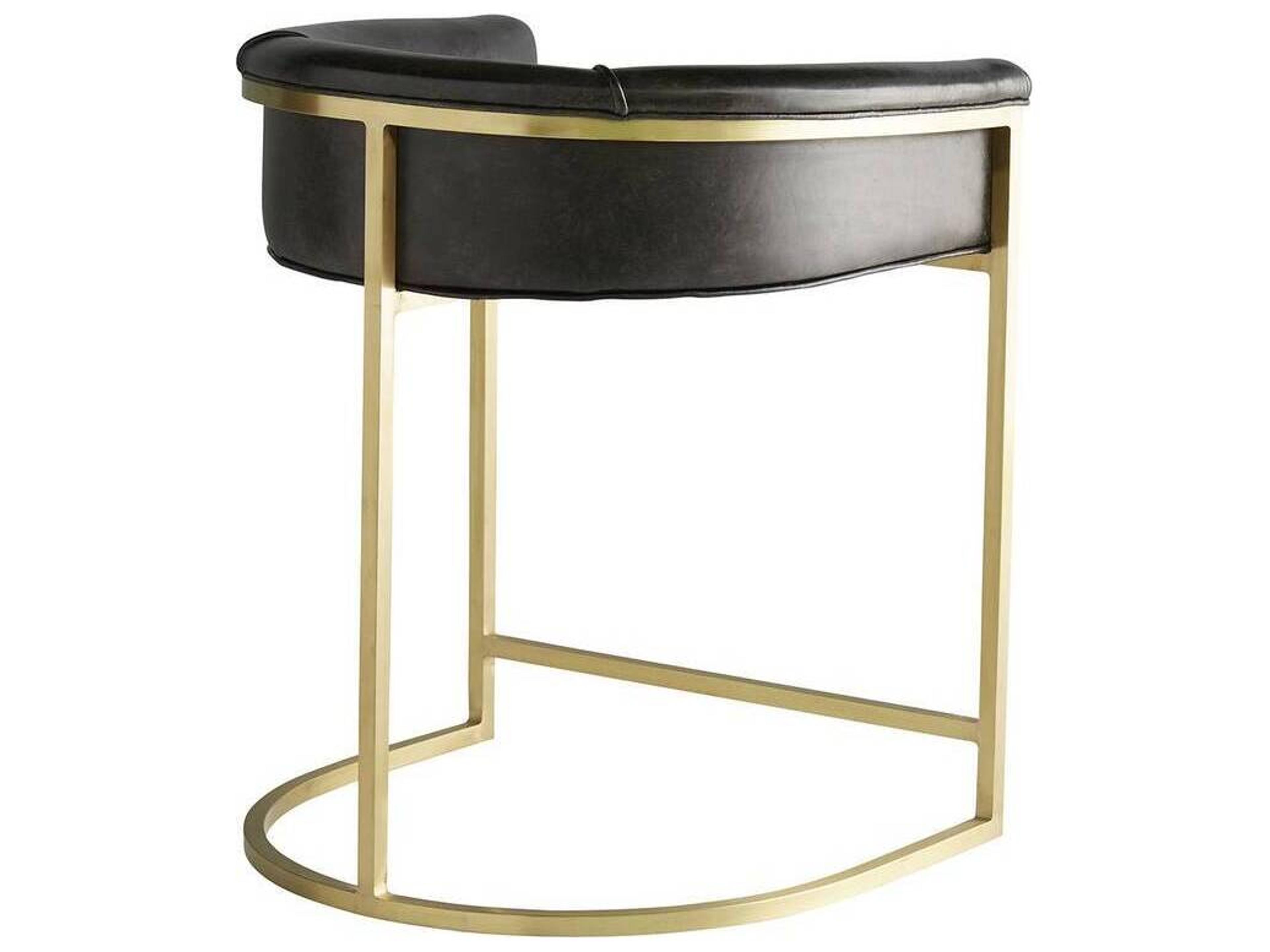 Arteriors Home Calvin Brindle Leather Antique Brass Counter Stool