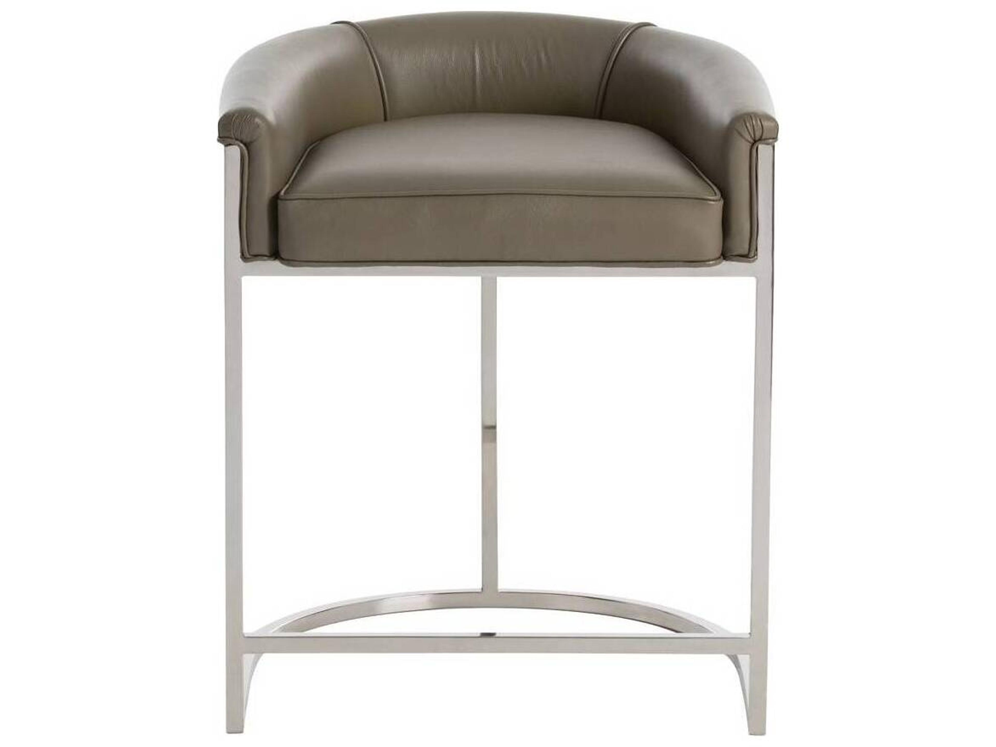 Calvin Counter Stool Dove Leather Polished Nickel