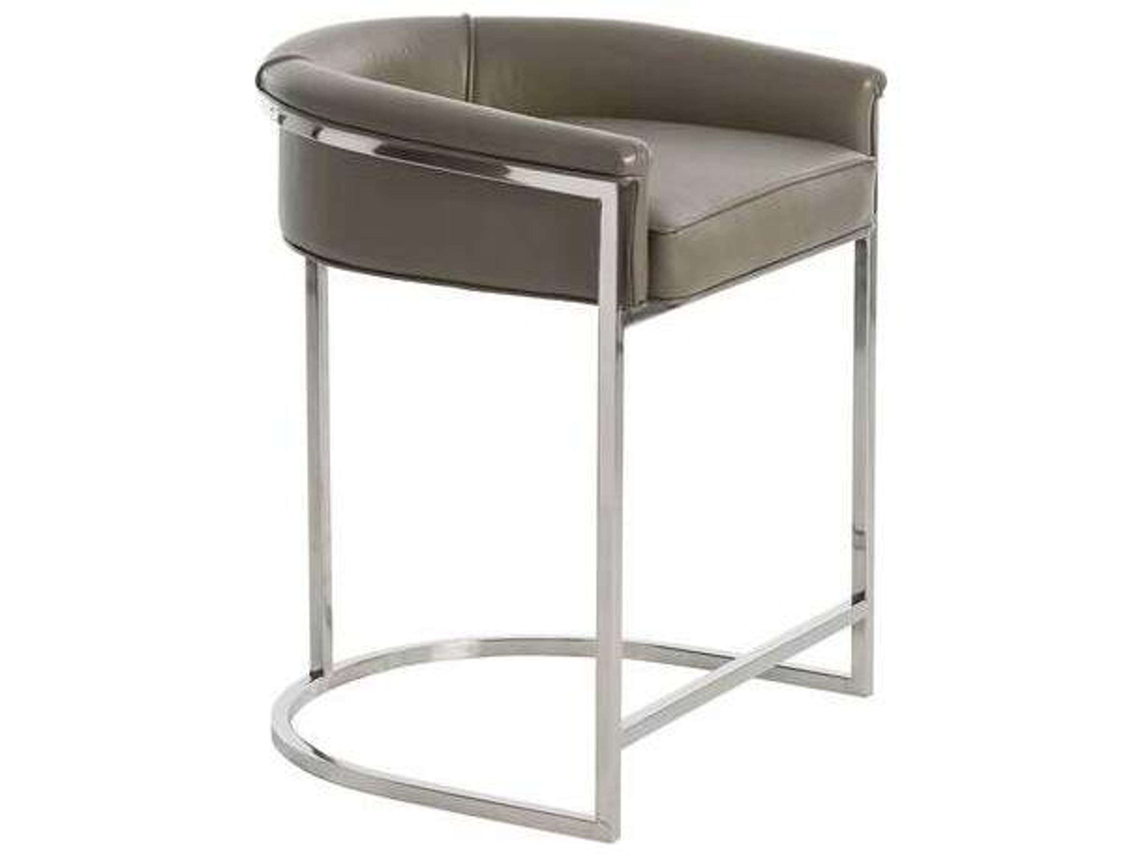 Arteriors Home Calvin Dove Leather Polished Nickel Counter Stool