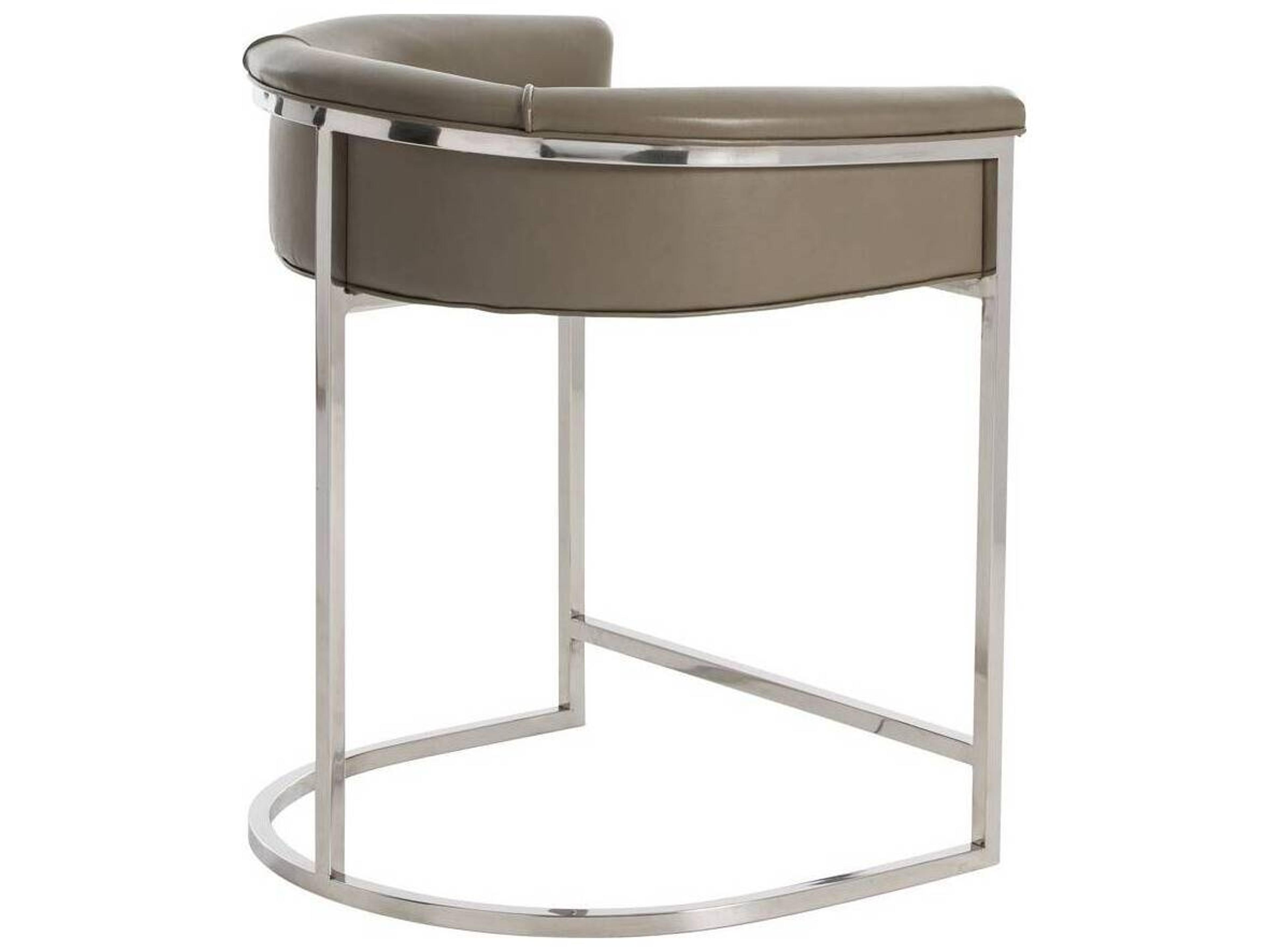 Arteriors Home Calvin Dove Leather Polished Nickel Counter Stool