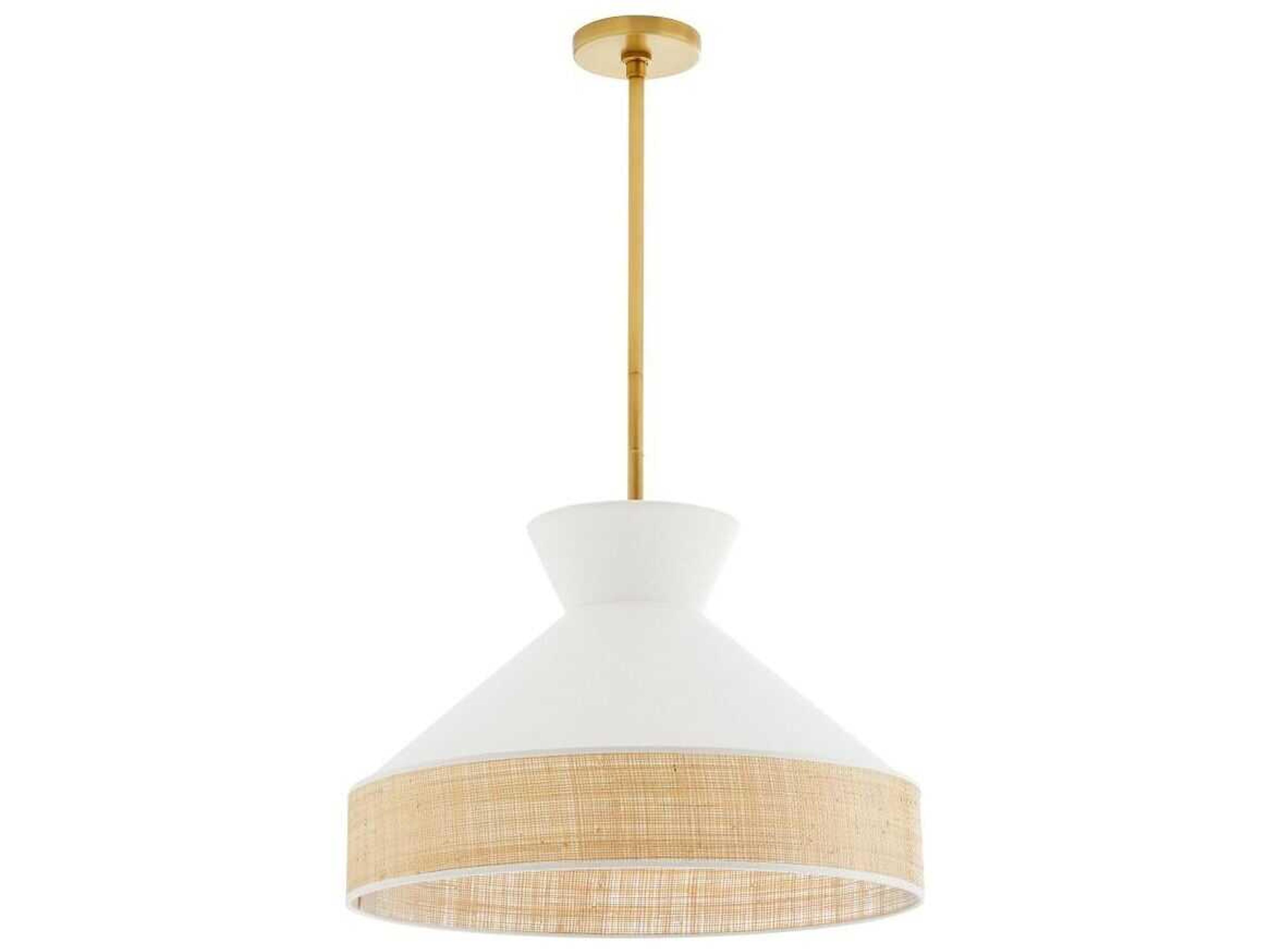 Arteriors Home Malena 1-Light Antique Brass White Pendant