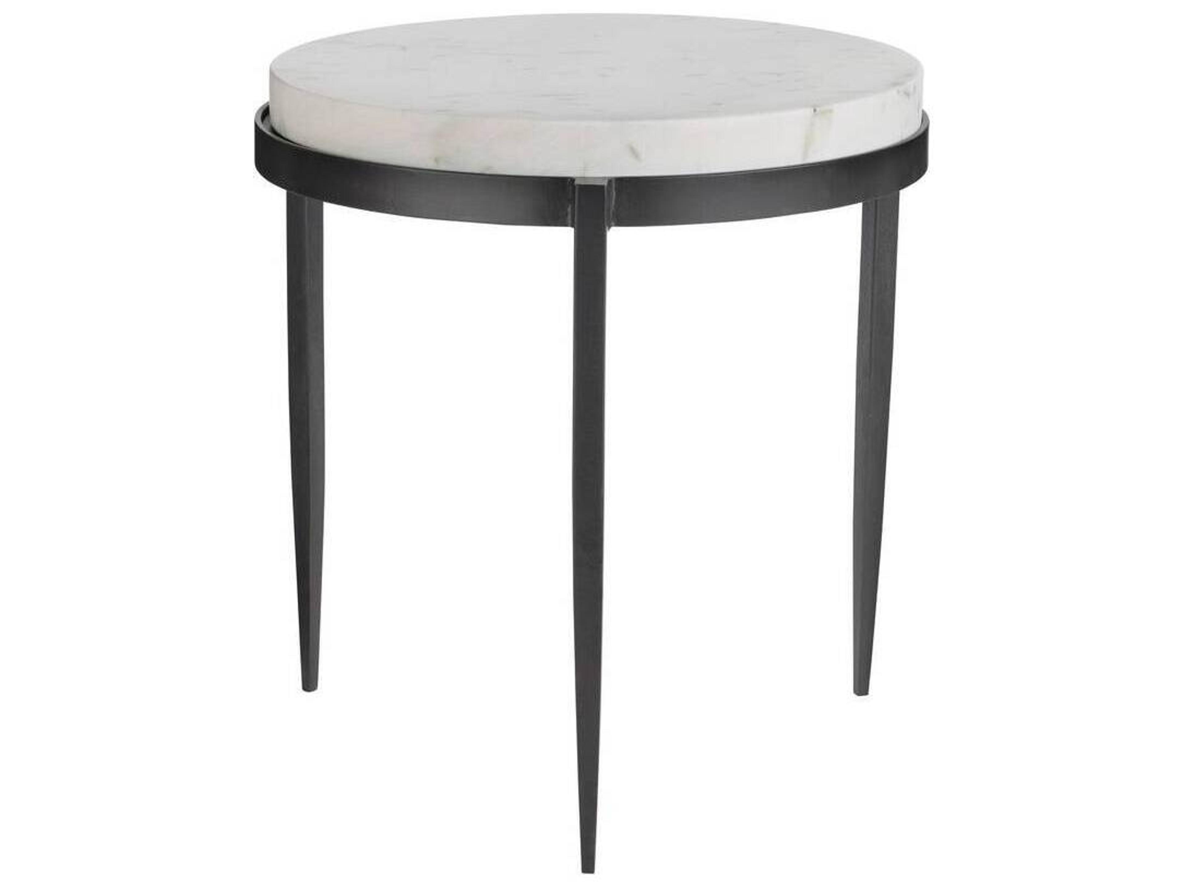 Kelsie Round White Marble End Table
