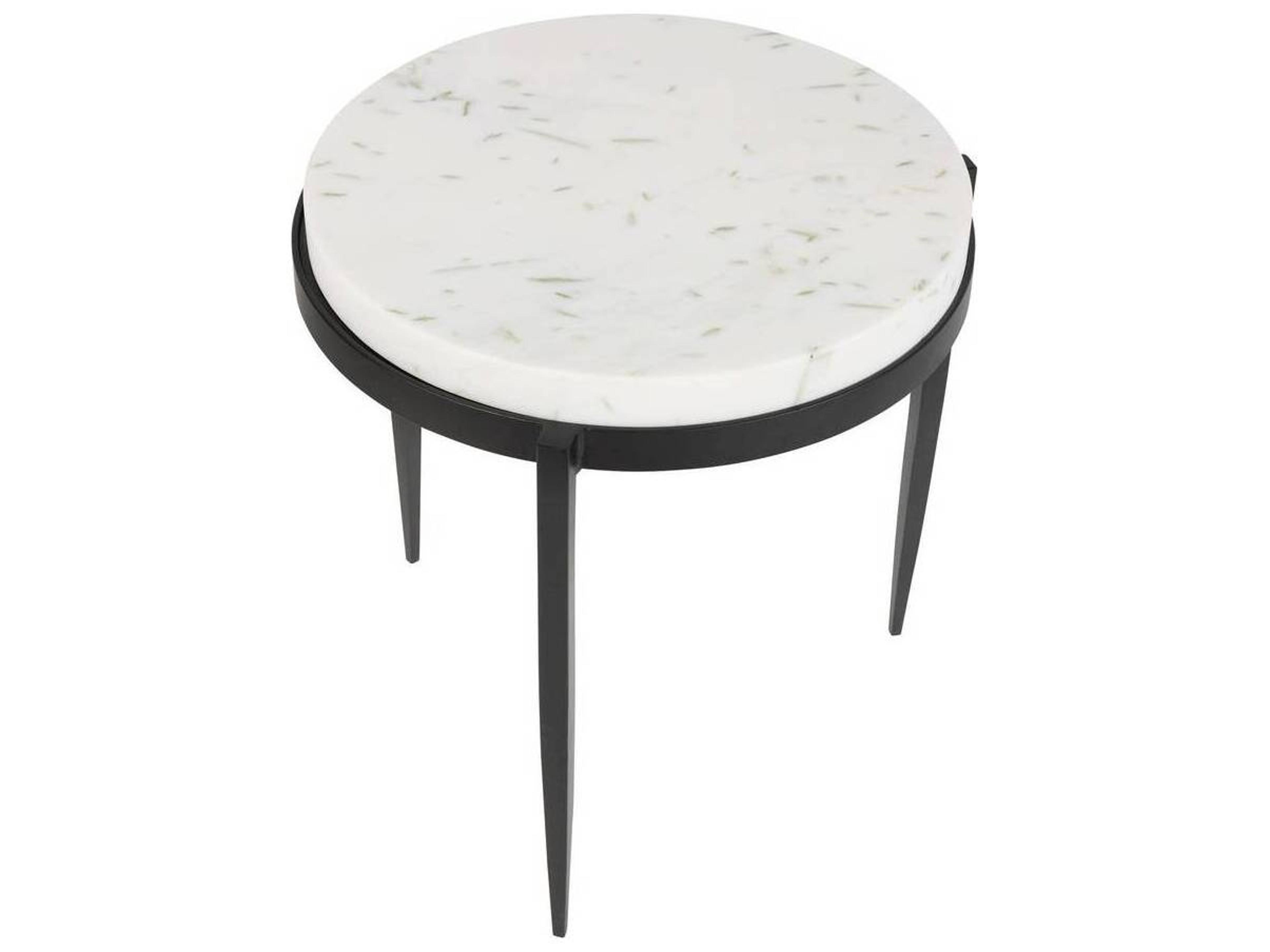 Arteriors Home Kelsie  Round Marble Blackened Iron End Table