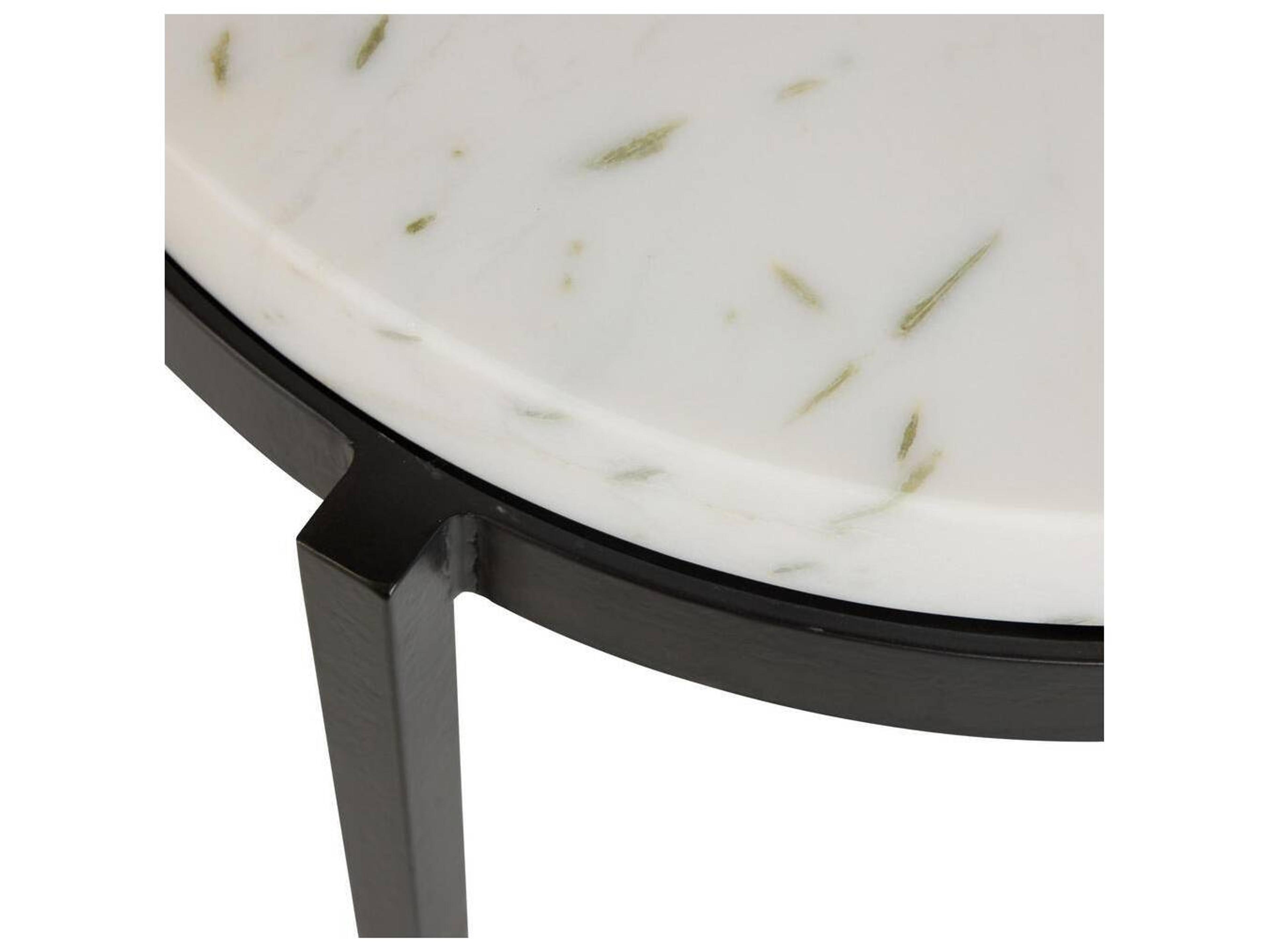Arteriors Home Kelsie  Round Marble Blackened Iron End Table