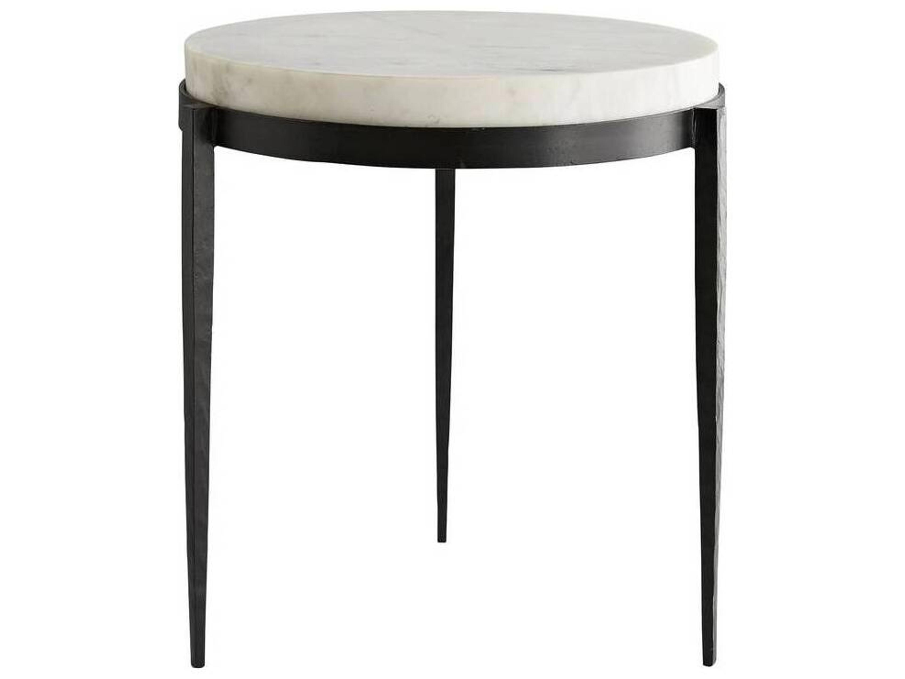 Arteriors Home Kelsie  Round Marble Blackened Iron End Table