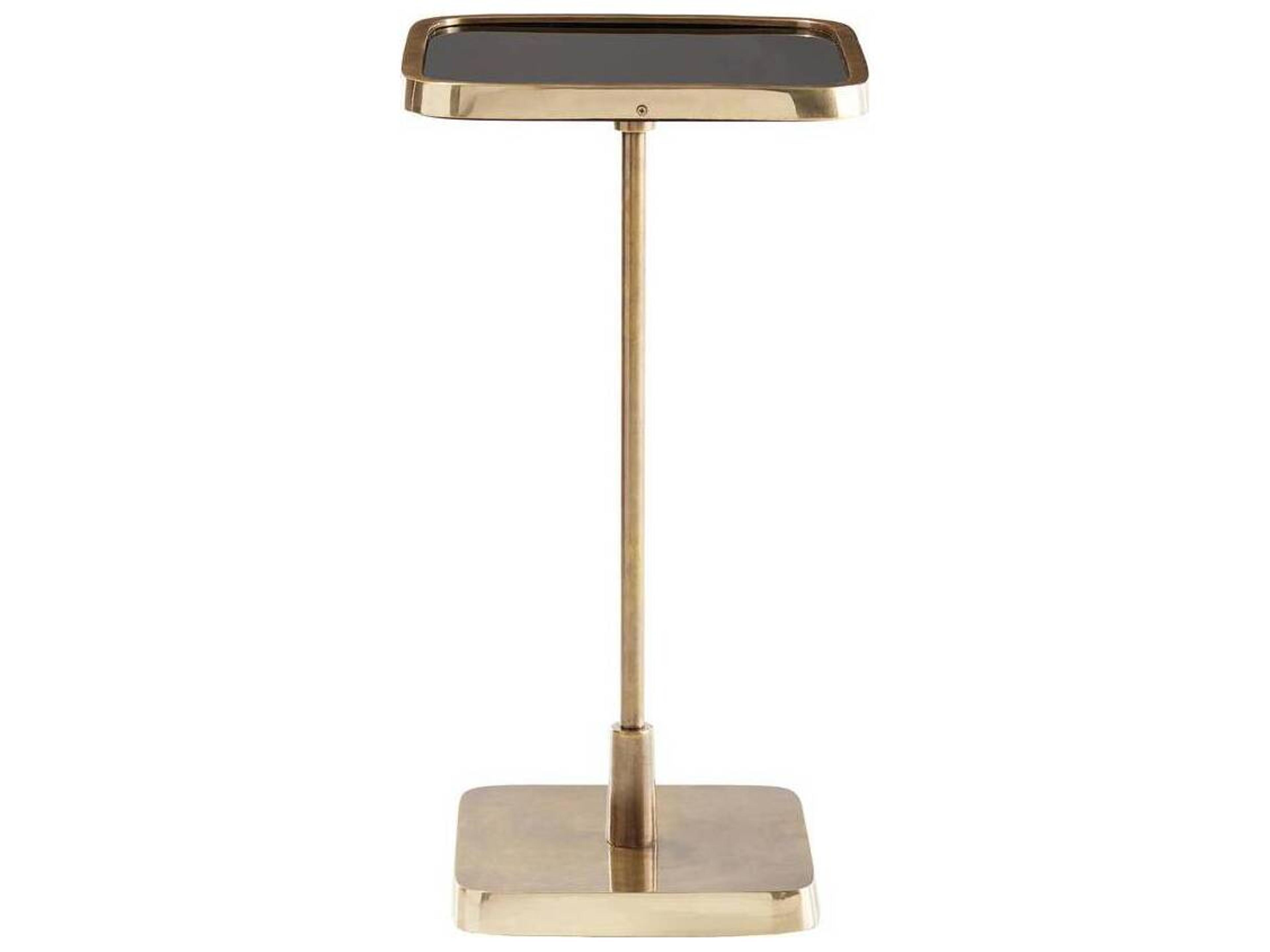 Kaela Square Accent Table Vintage Brass Black Mirror Top