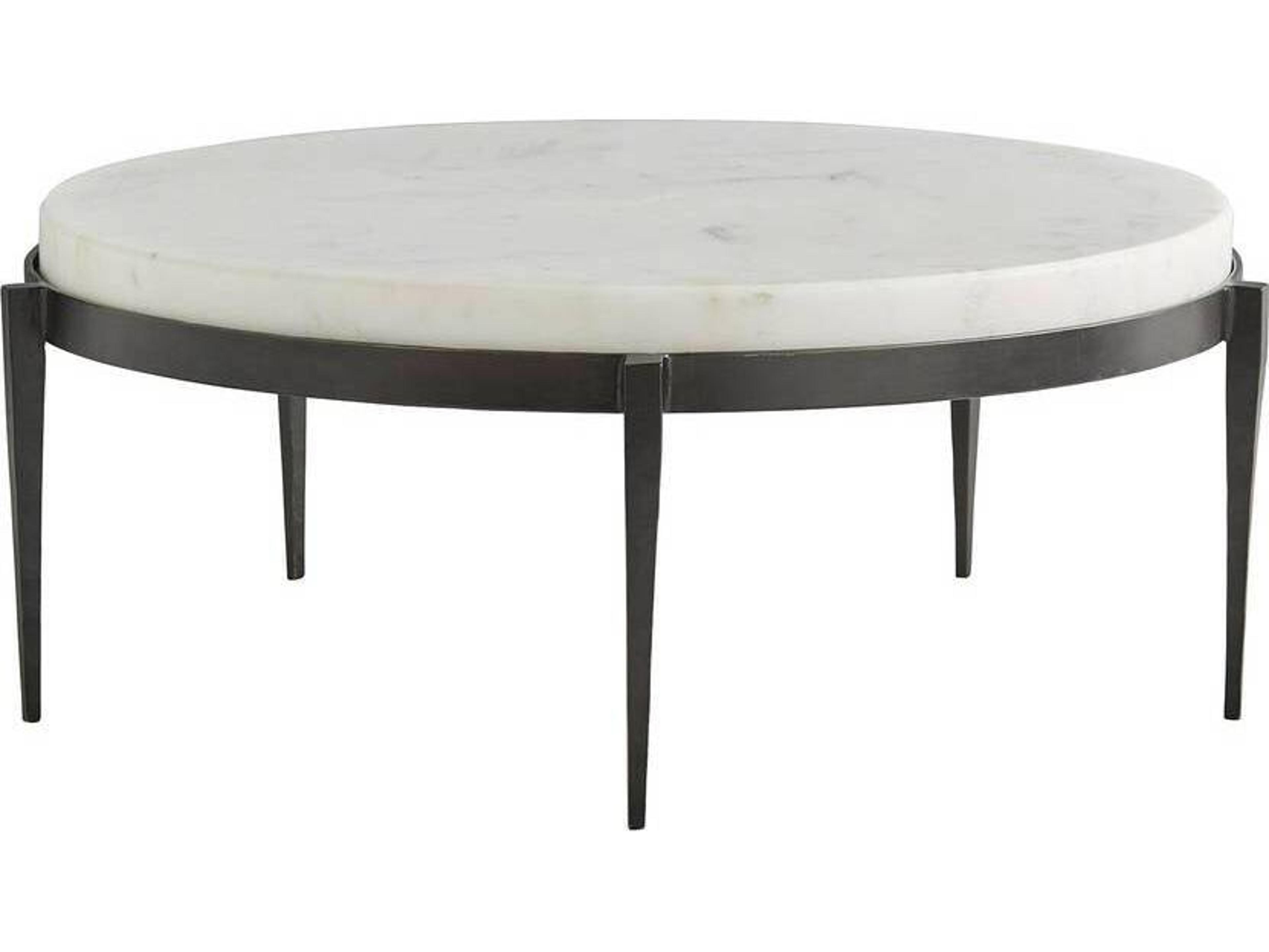 Kelsie Round Marble Blackened Iron Coffee Table