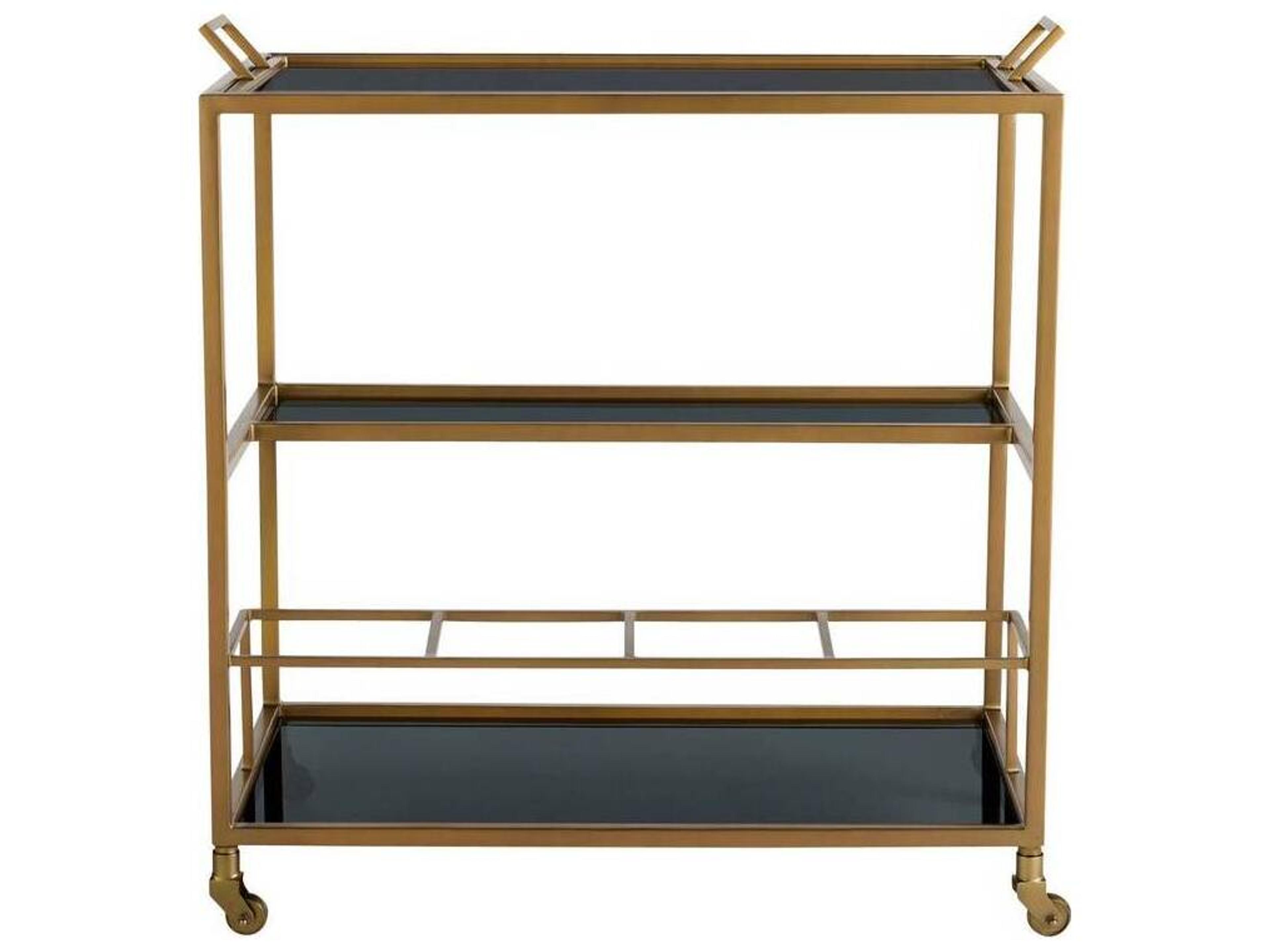 Arteriors Home Jak Glass Antique Brass Bar Cart