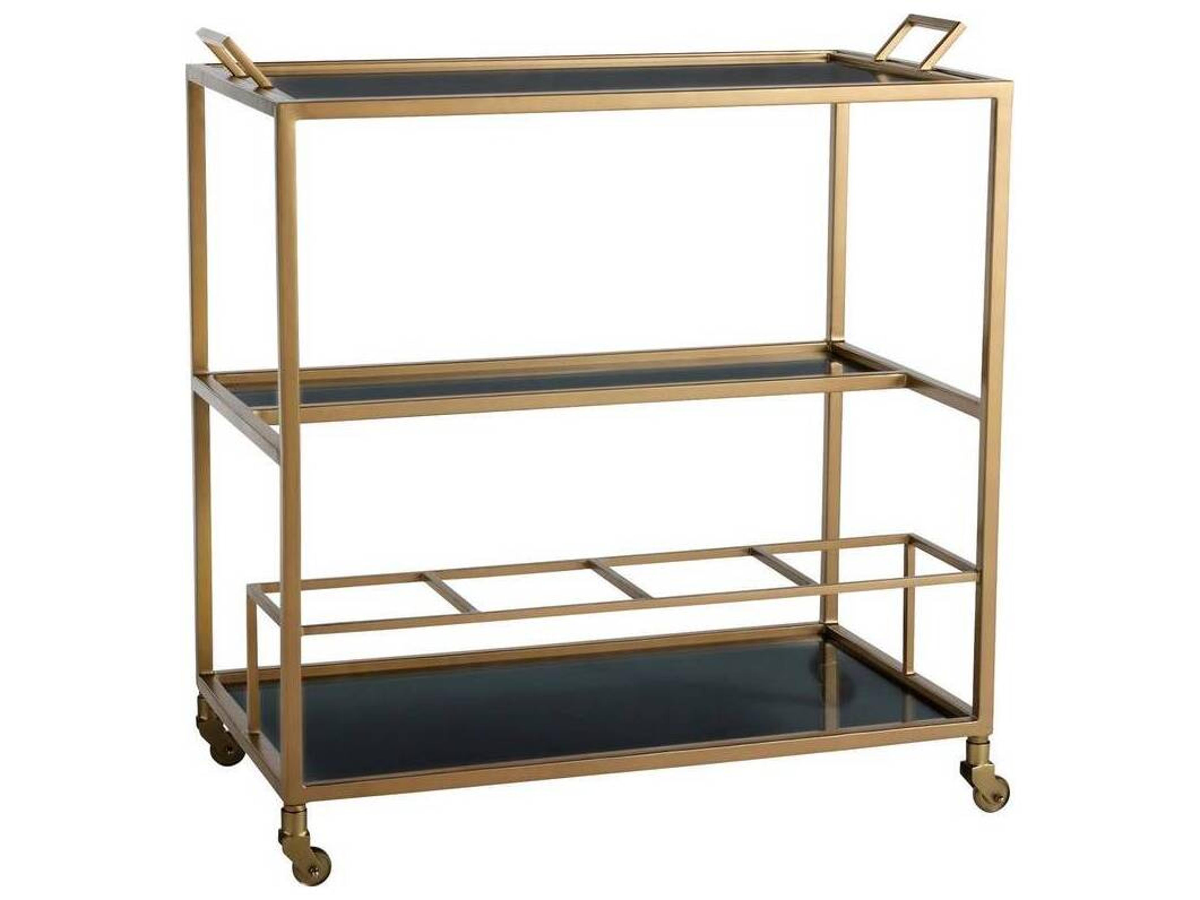 Arteriors Home Jak Glass Antique Brass Bar Cart