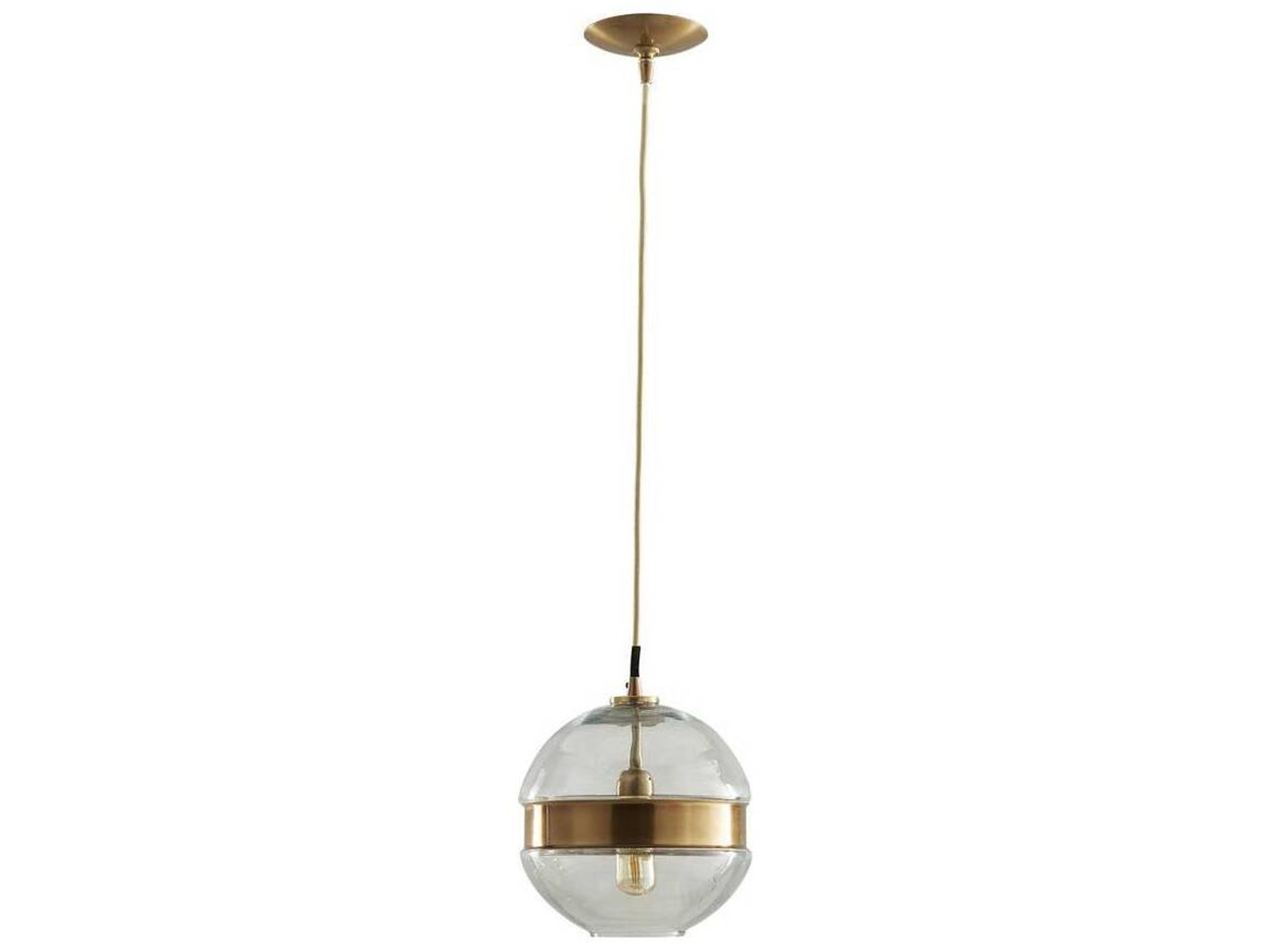 Arteriors Home Garrison 1-Light Antique Brass With Clear Glass Globe Linear Mini Pendant