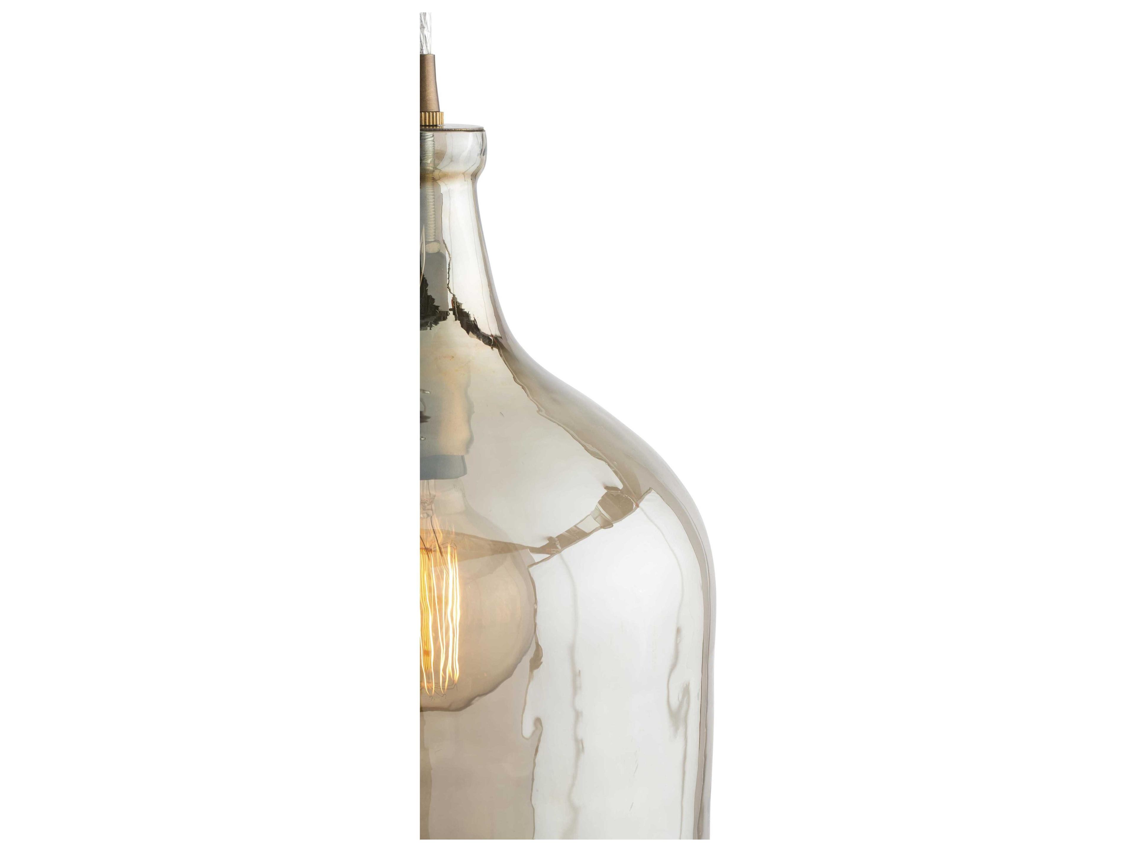 Arteriors Home Noreen 1-Light Vintage Brass With Smoke Luster Glass Bell Linear Pendant