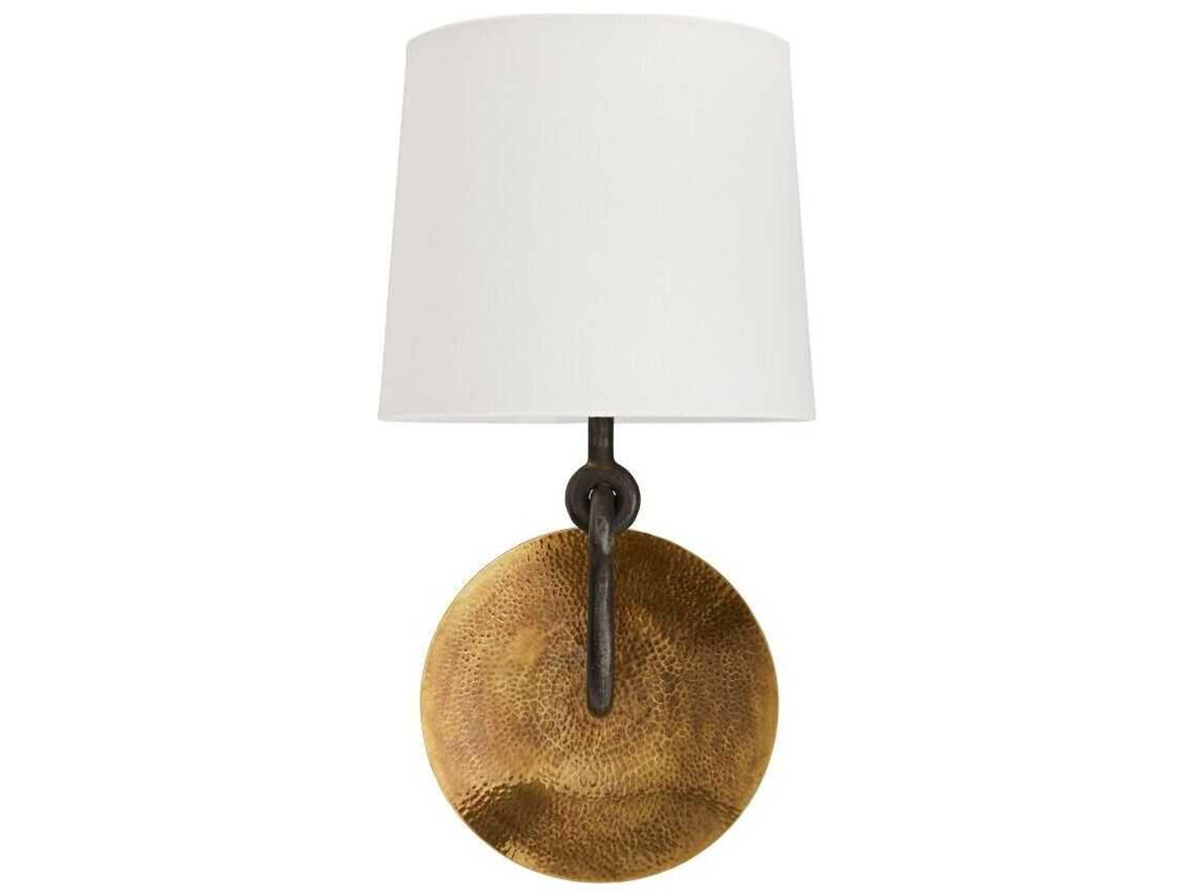 Arteriors Home Giles 1-Light Hammered Antique Brass Blackened Iron Wall Sconce