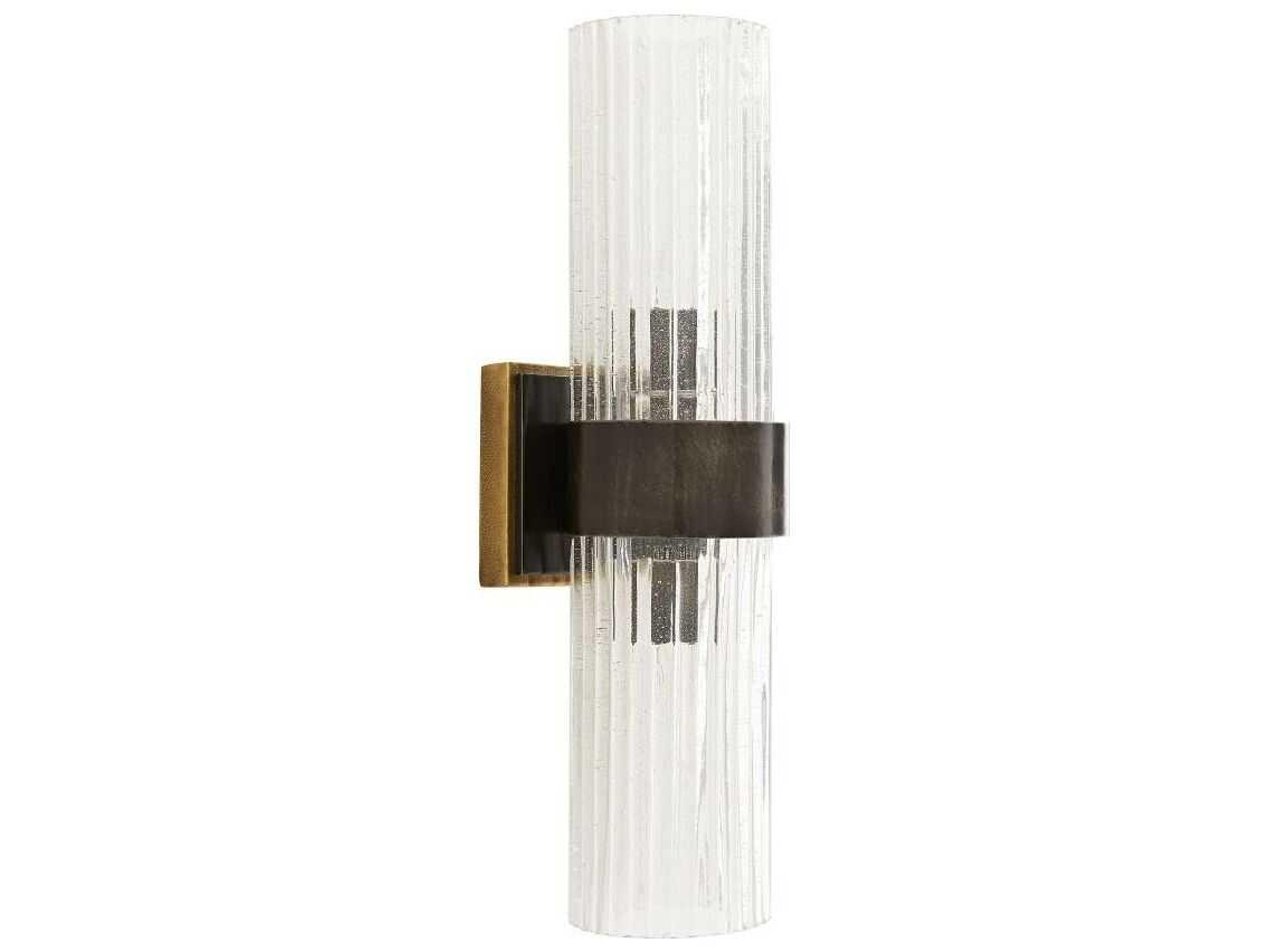 Hazel Wall Sconce Natural Iron Fluted Seedy Glass