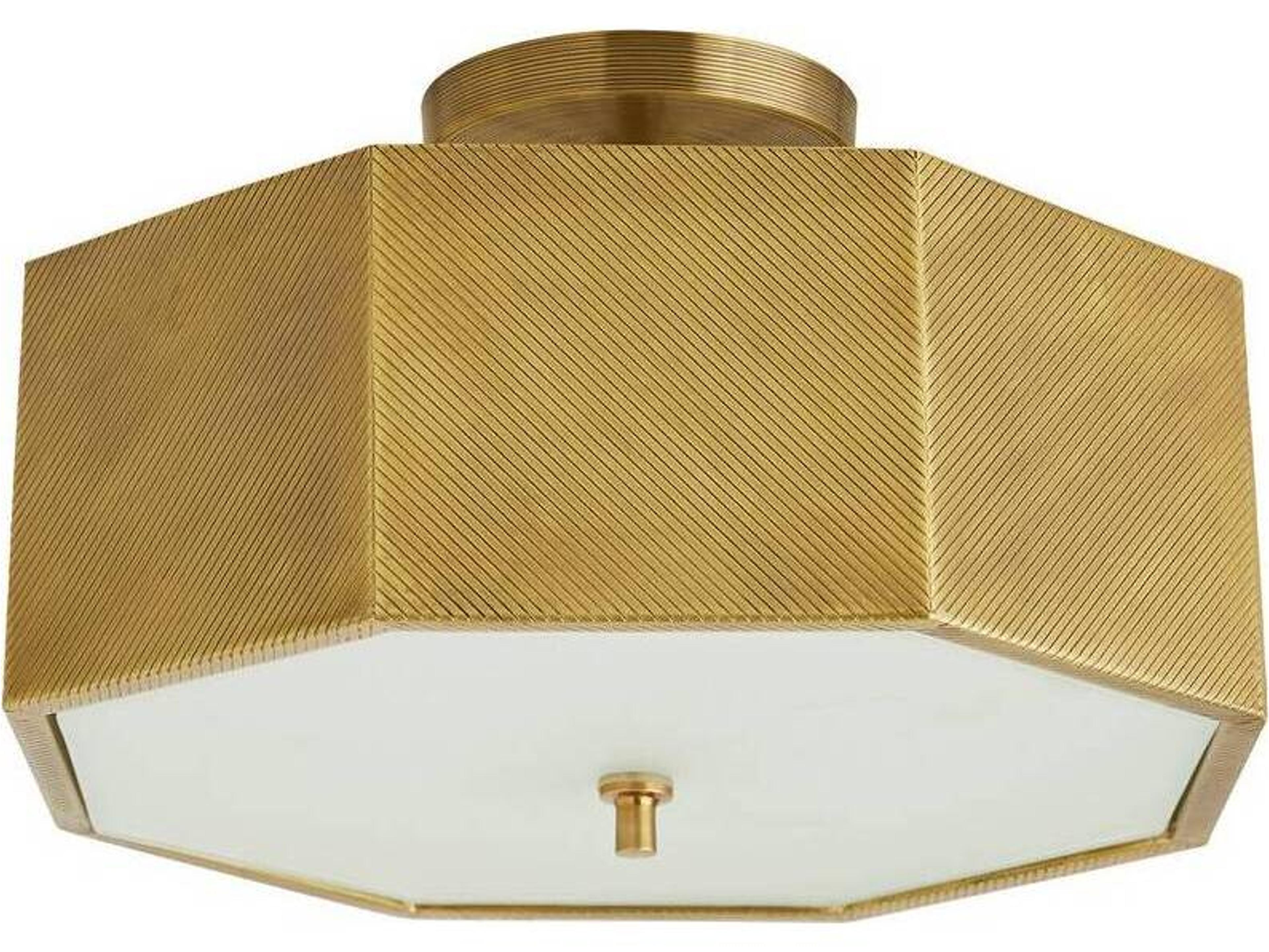 Arteriors Home Grespan 2-Light Antique Brass Geometric Semi Flush Mount