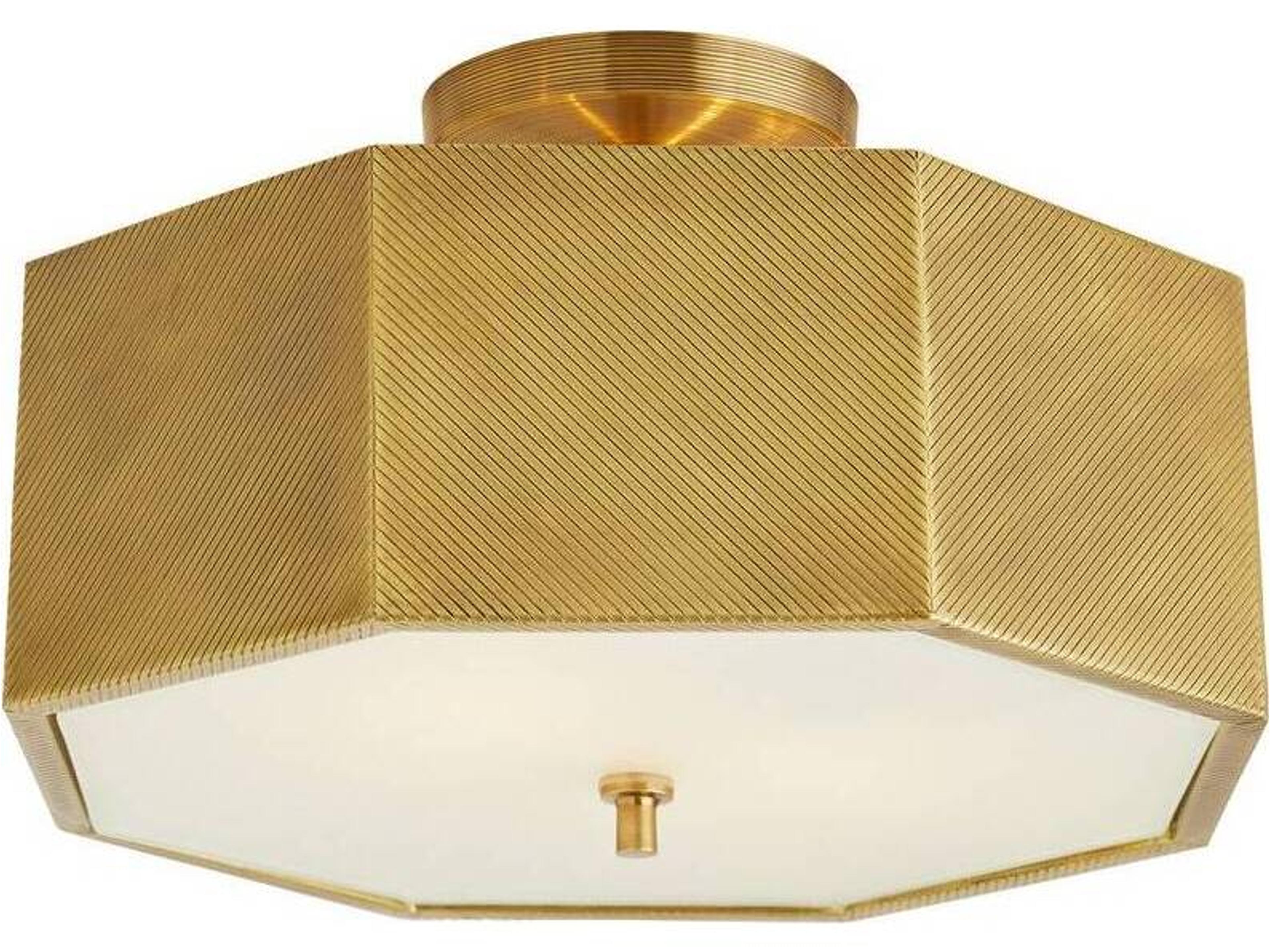 Arteriors Home Grespan 2-Light Antique Brass Geometric Semi Flush Mount