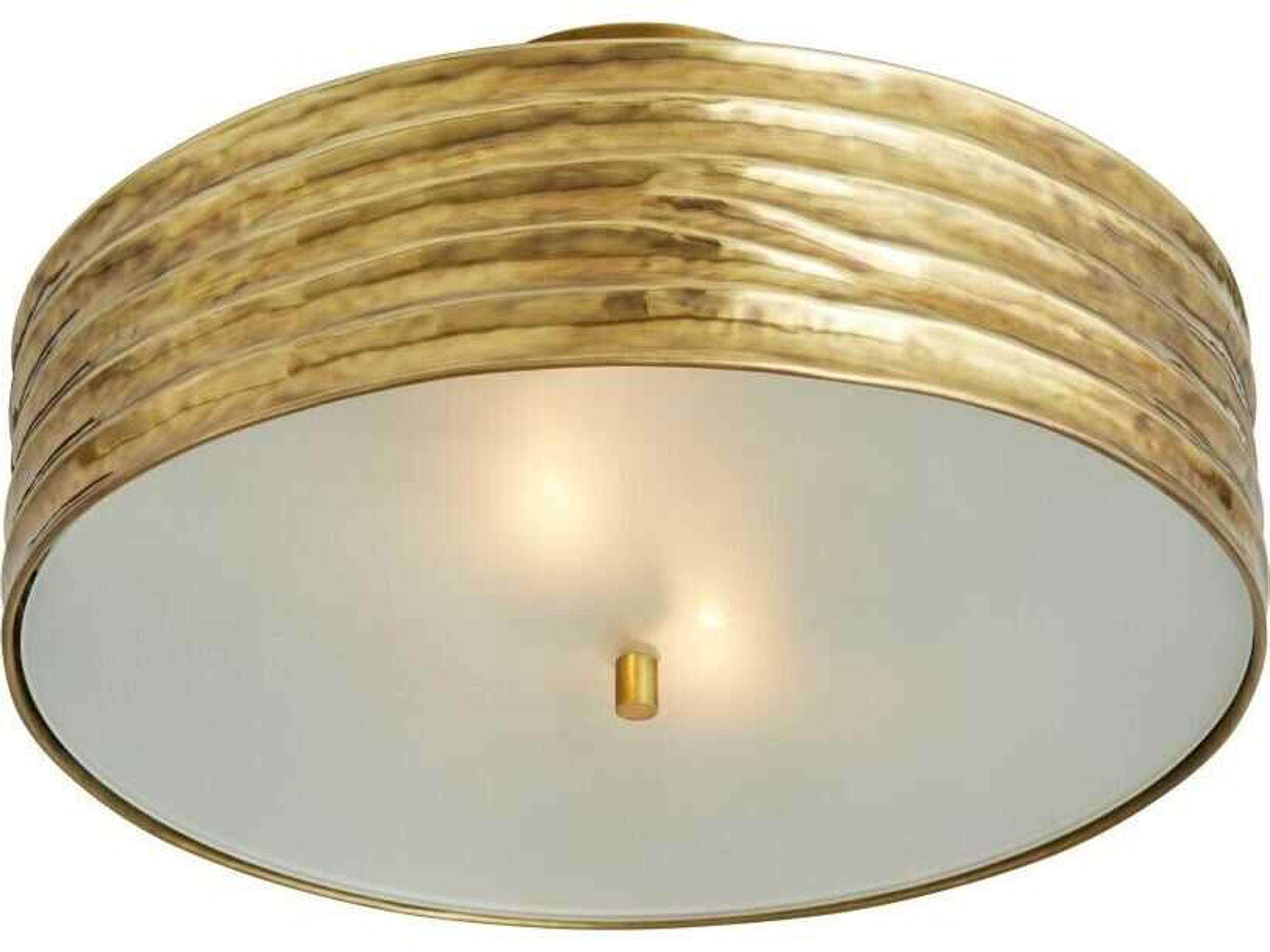 Arteriors Home Anna 2-Light Antique Brass Drum Semi Flush Mount