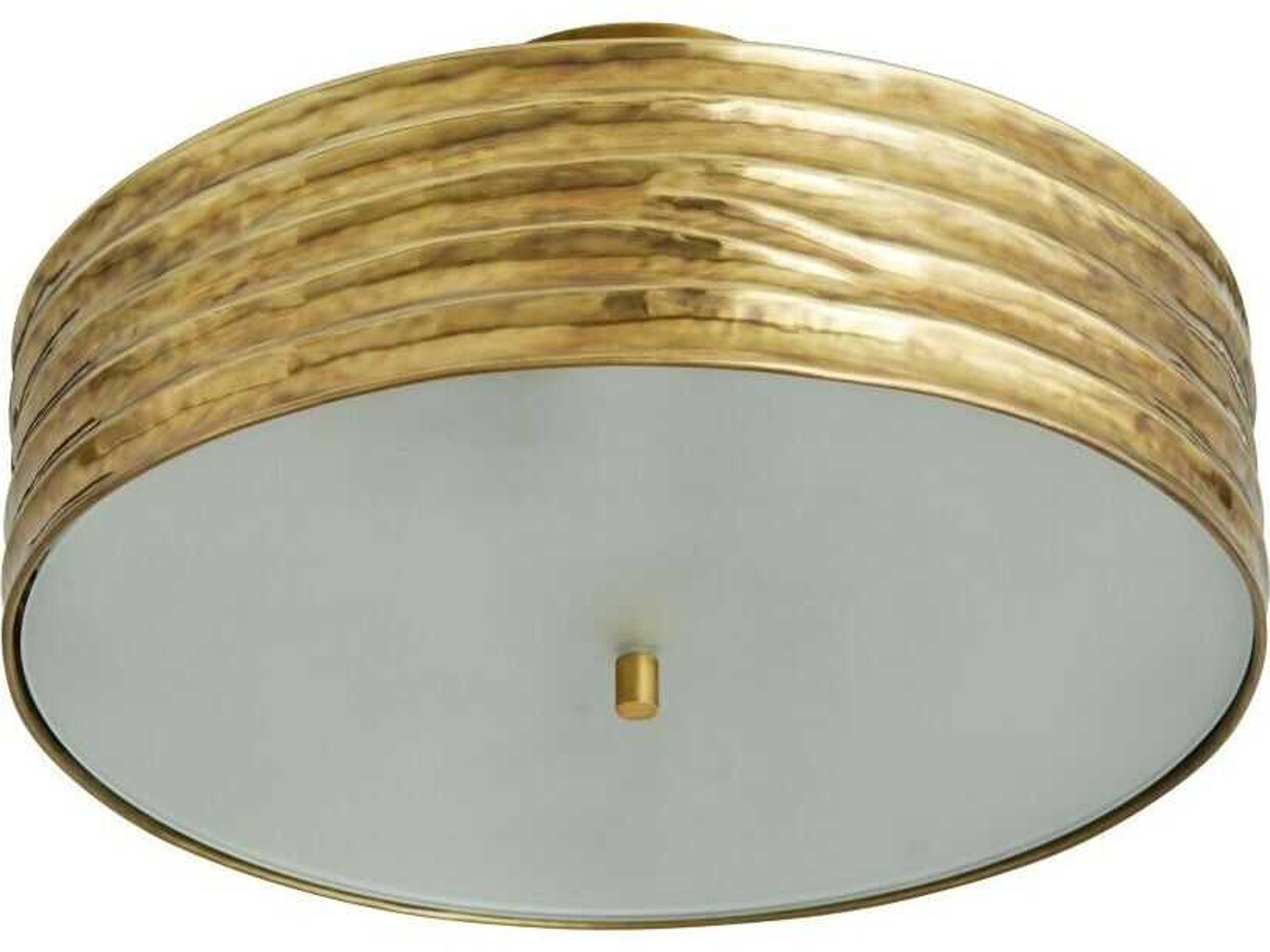 Arteriors Home Anna 2-Light Antique Brass Drum Semi Flush Mount