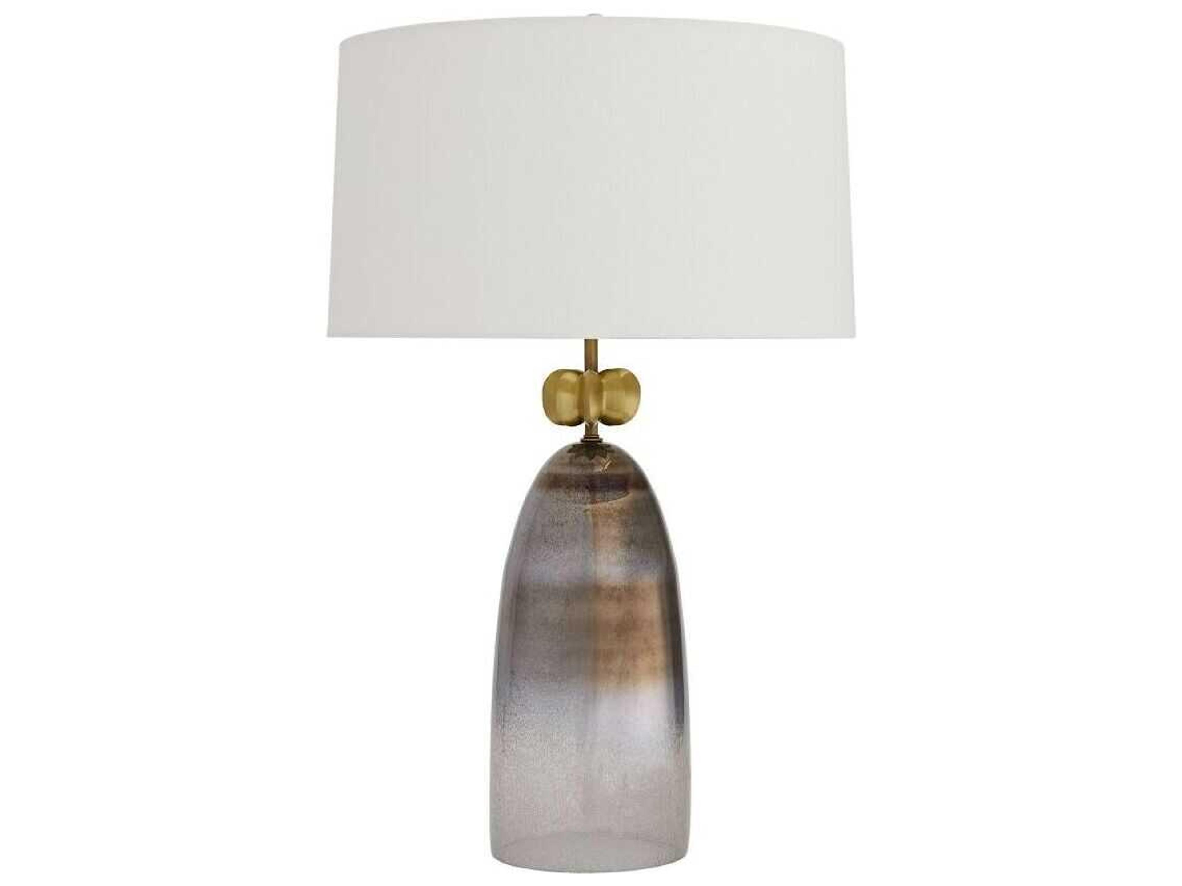 Arteriors Home Haley Smoke Luster Ombre Glass Antique Brass Gray Buffet Lamp