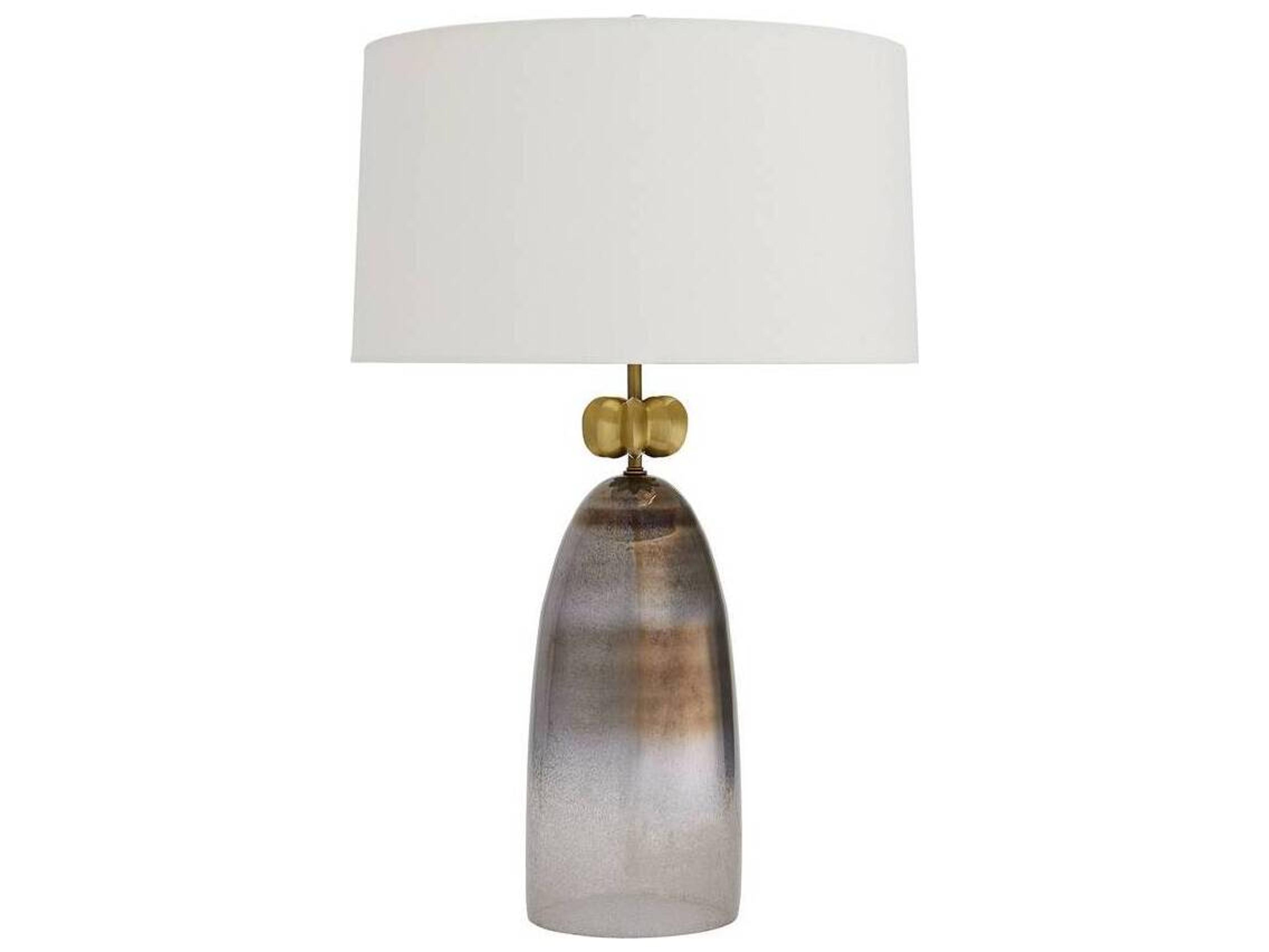 Arteriors Home Haley Smoke Luster Ombre Glass Antique Brass Gray Buffet Lamp