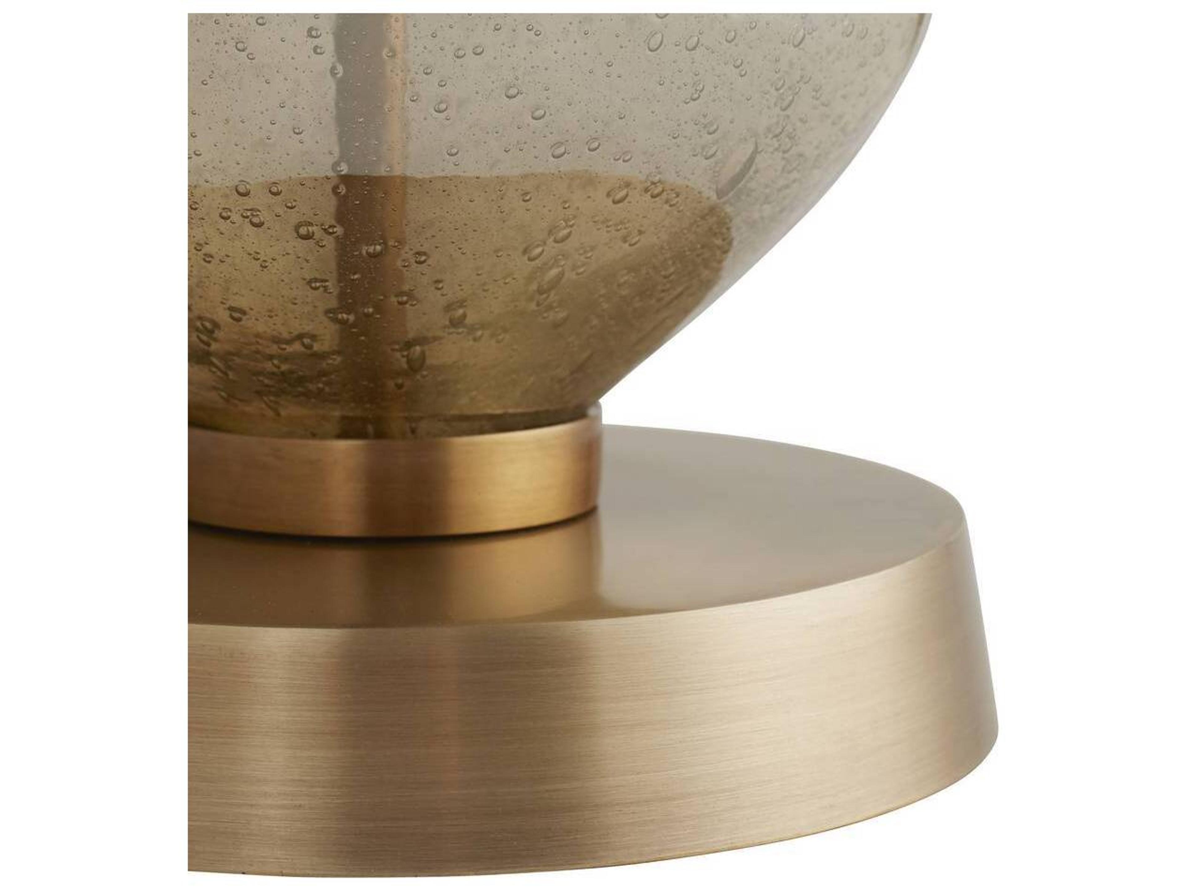 Arteriors Home Dreena Smoke Luster Seedy Glass Antique Brass Buffet Lamp