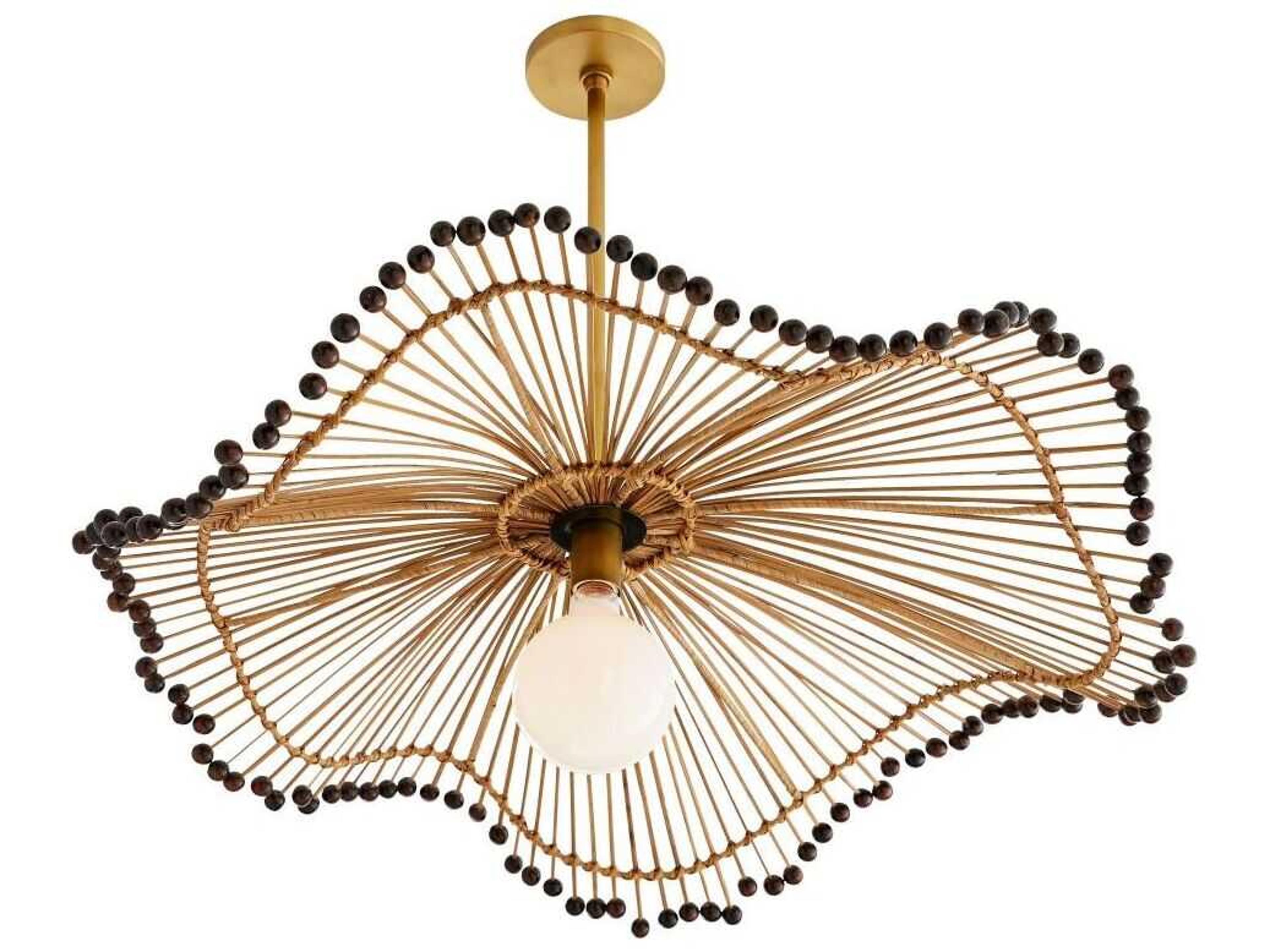 Arteriors Home Waverly 1-Light Natural Burl Rattan Antique Brass Pendant