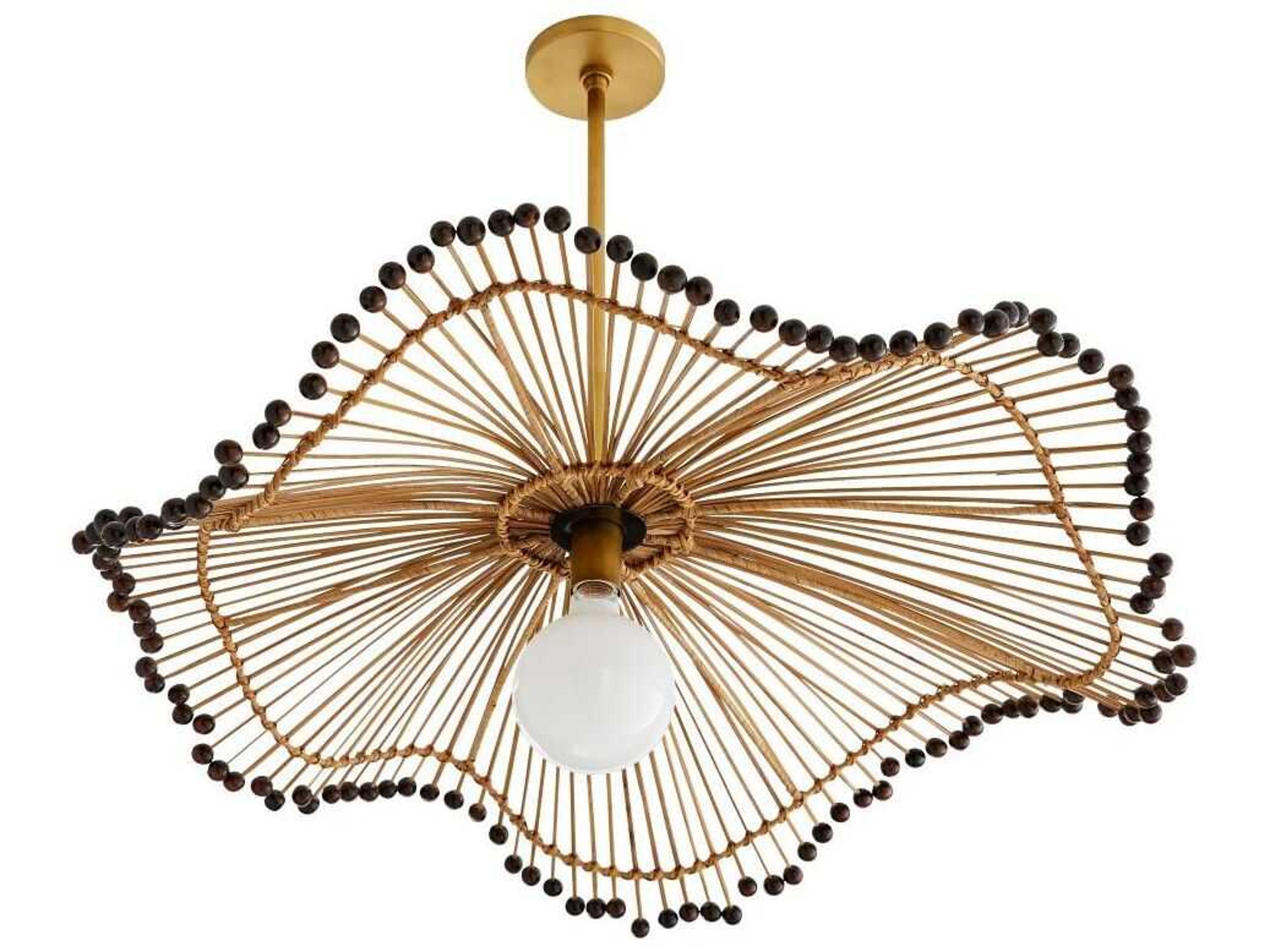 Arteriors Home Waverly 1-Light Natural Burl Rattan Antique Brass Pendant